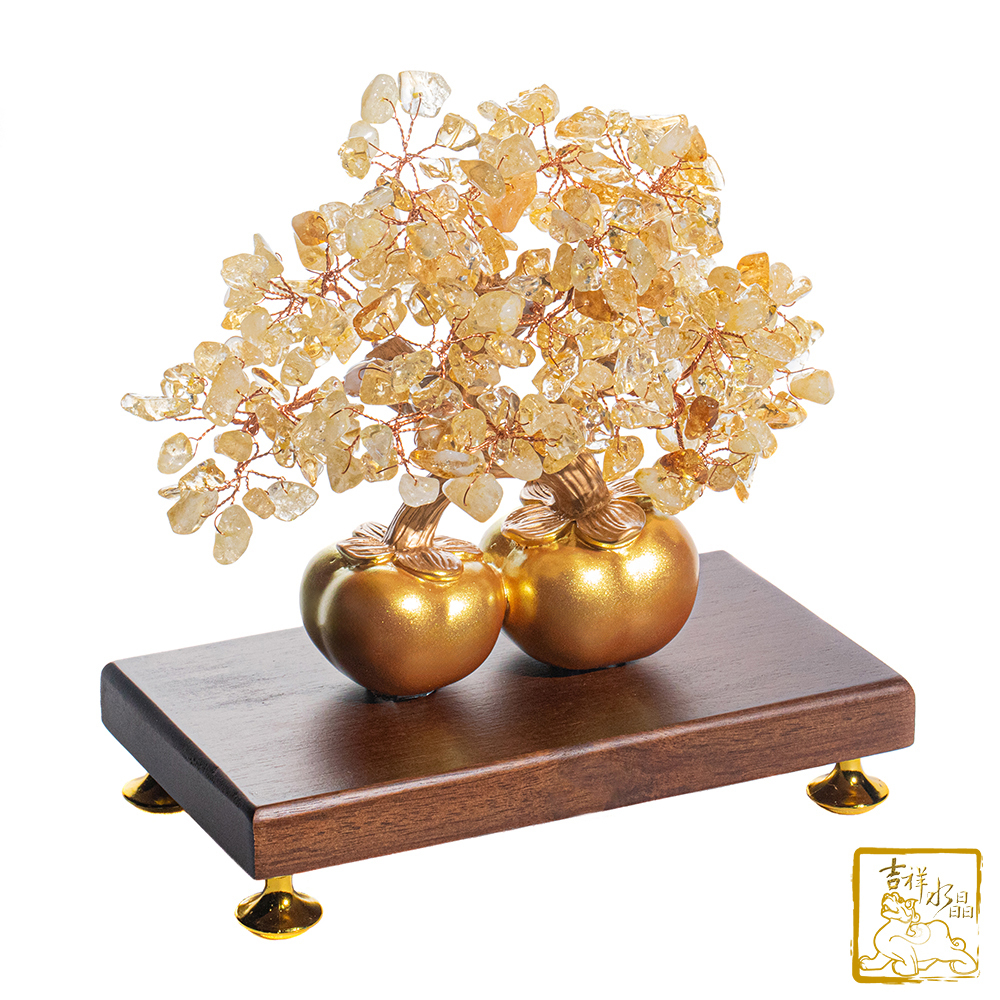黃水晶好柿成雙發財樹 835g 好事連連