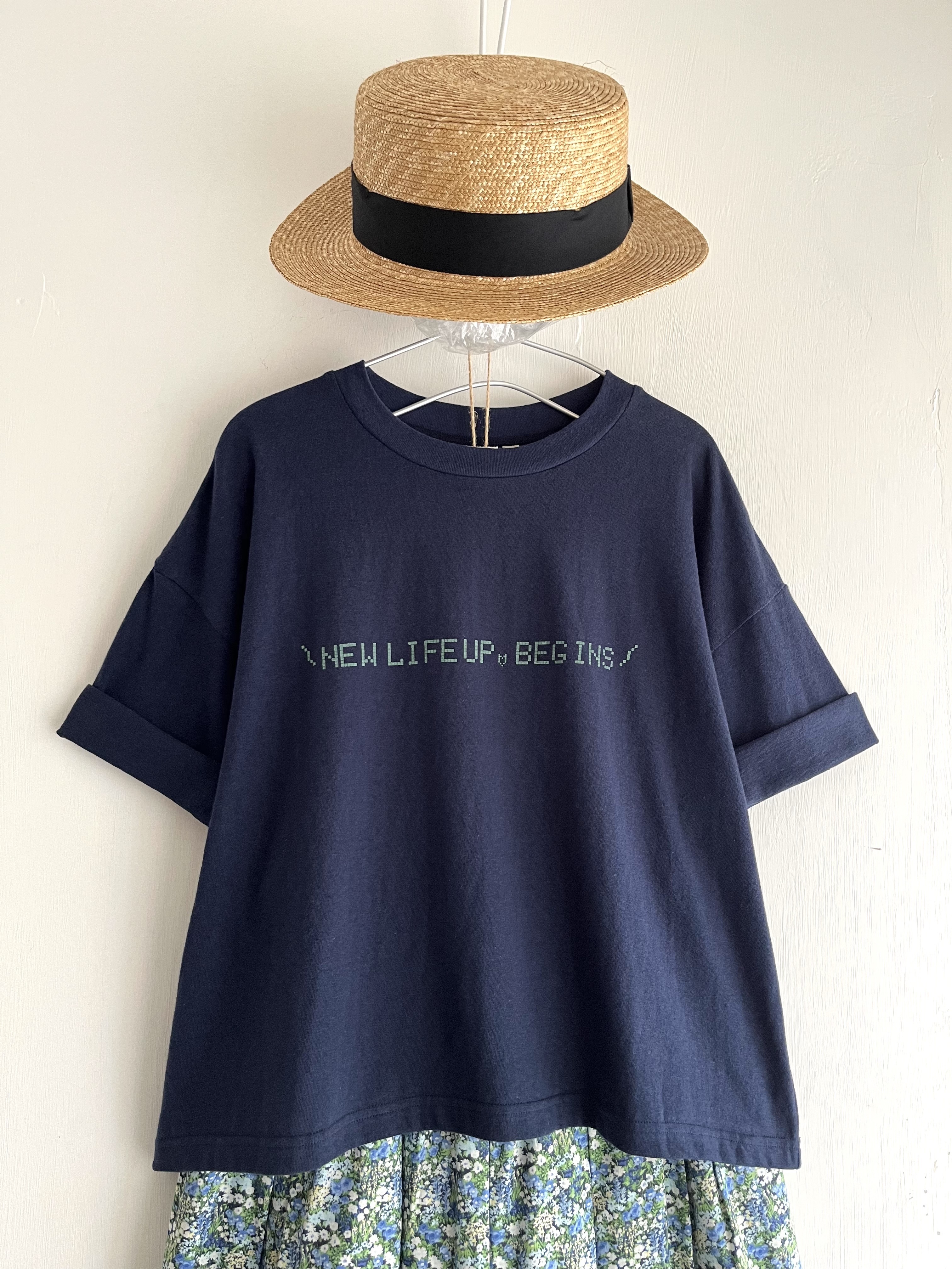 日本製Chloro sister藍色圓領tee