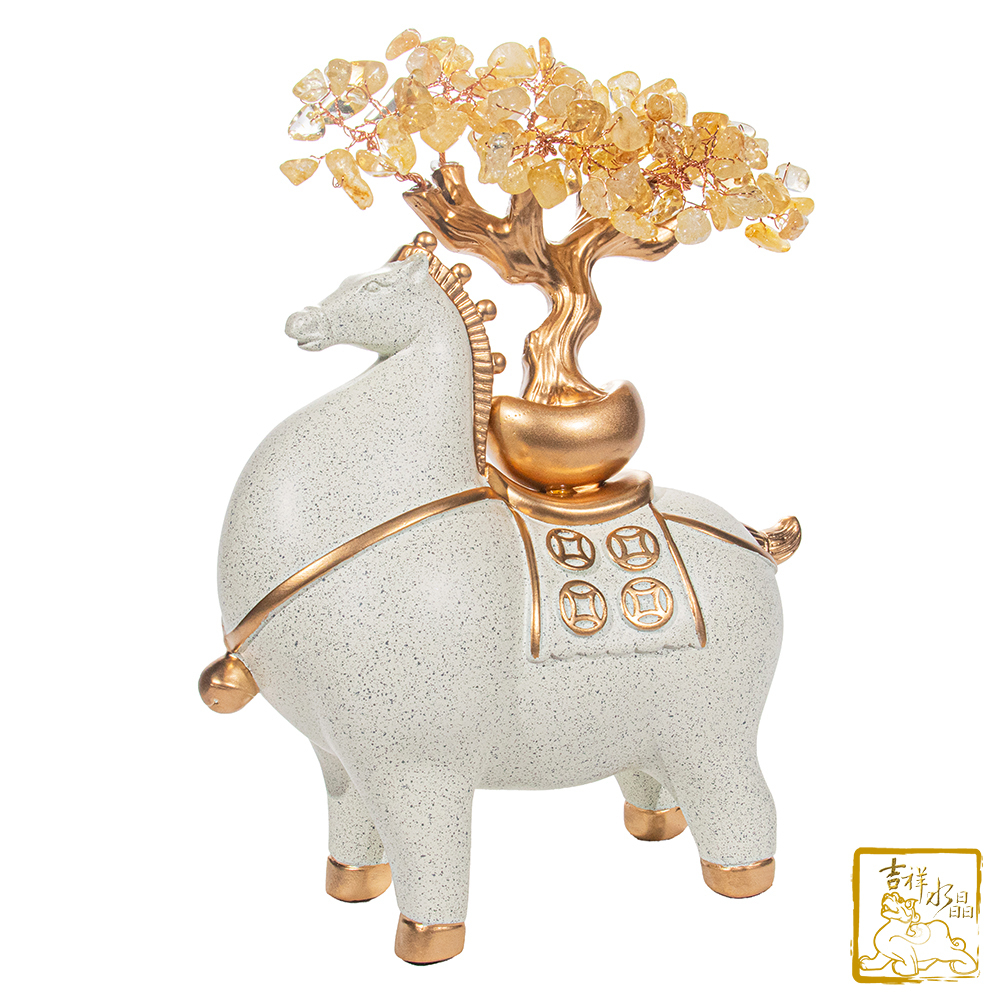 黃水晶馬到成功發財樹 860g 馬上有錢