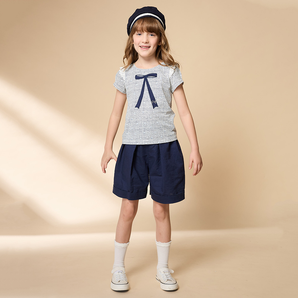 PIPPY 典雅印格蝴蝶結圓領短袖上衣 白