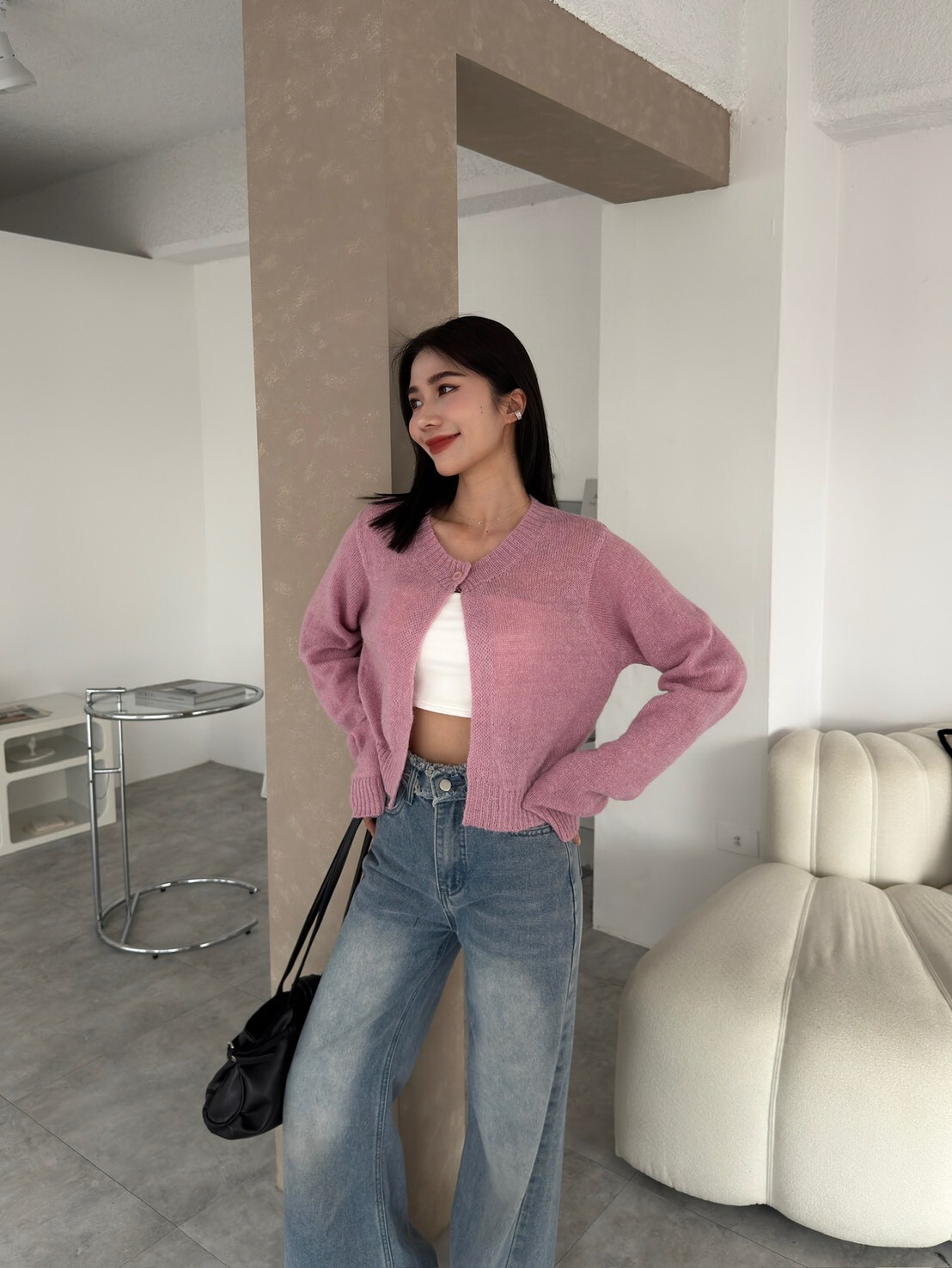 簡約單釦針織外套