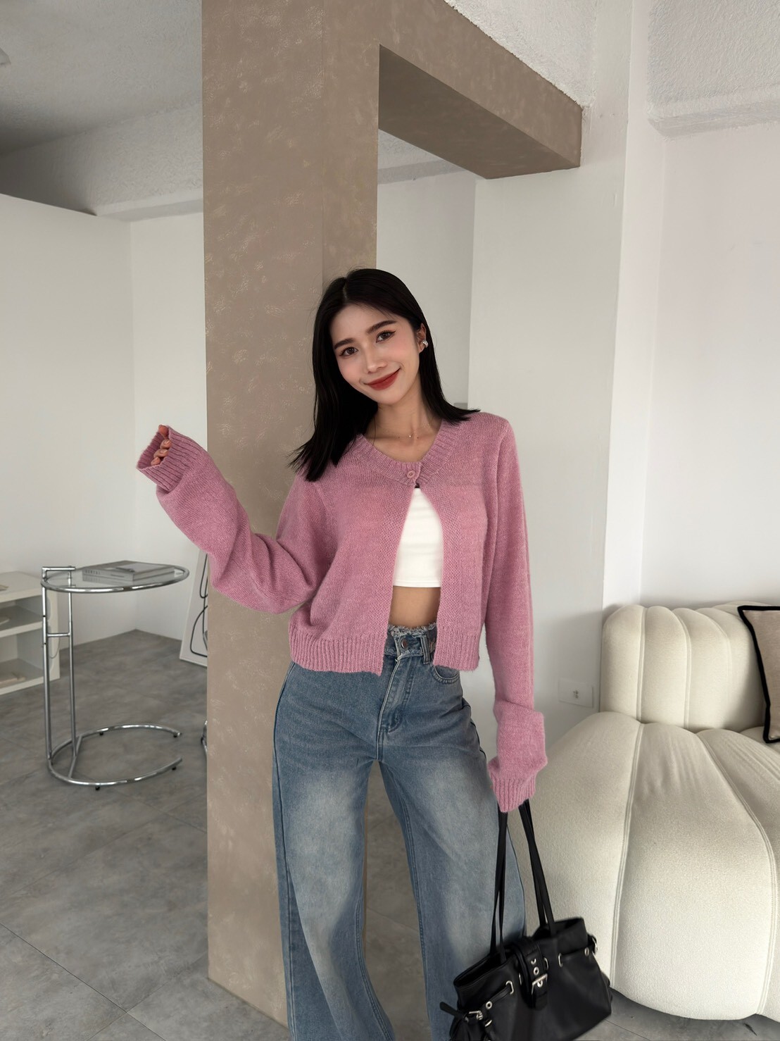 簡約單釦針織外套