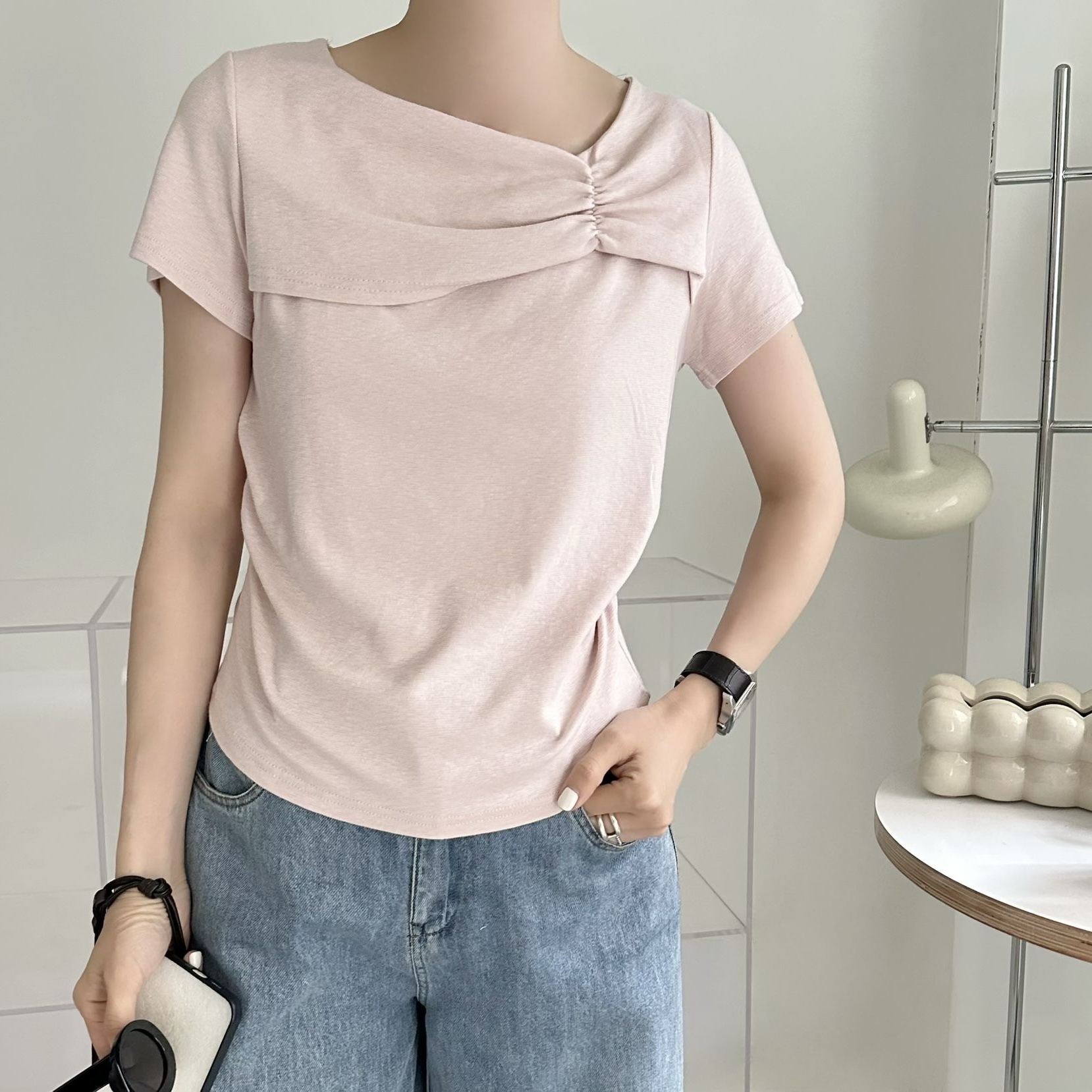 【BONNIE】❤️柔軟棉料車皺衣領側摺摺TOP (E71-E74)