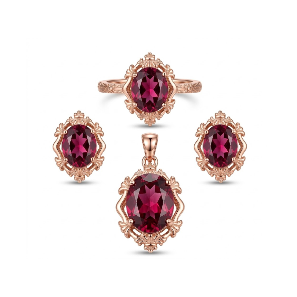 Vintage Lace | Pyrope Garnet Jewelry Set
