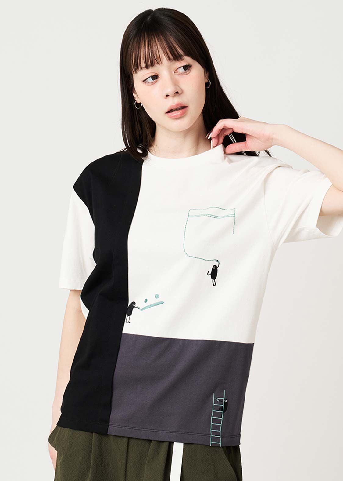 日本預訂 graniph GH Magic Paint Beautiful Shadow | Color Block T-Shirt