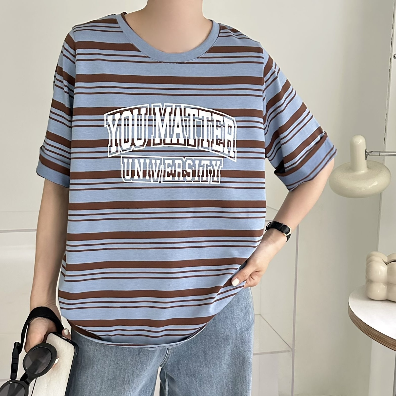 【BONNIE】❤️橫間反袖英文字TOP (E40-E41)