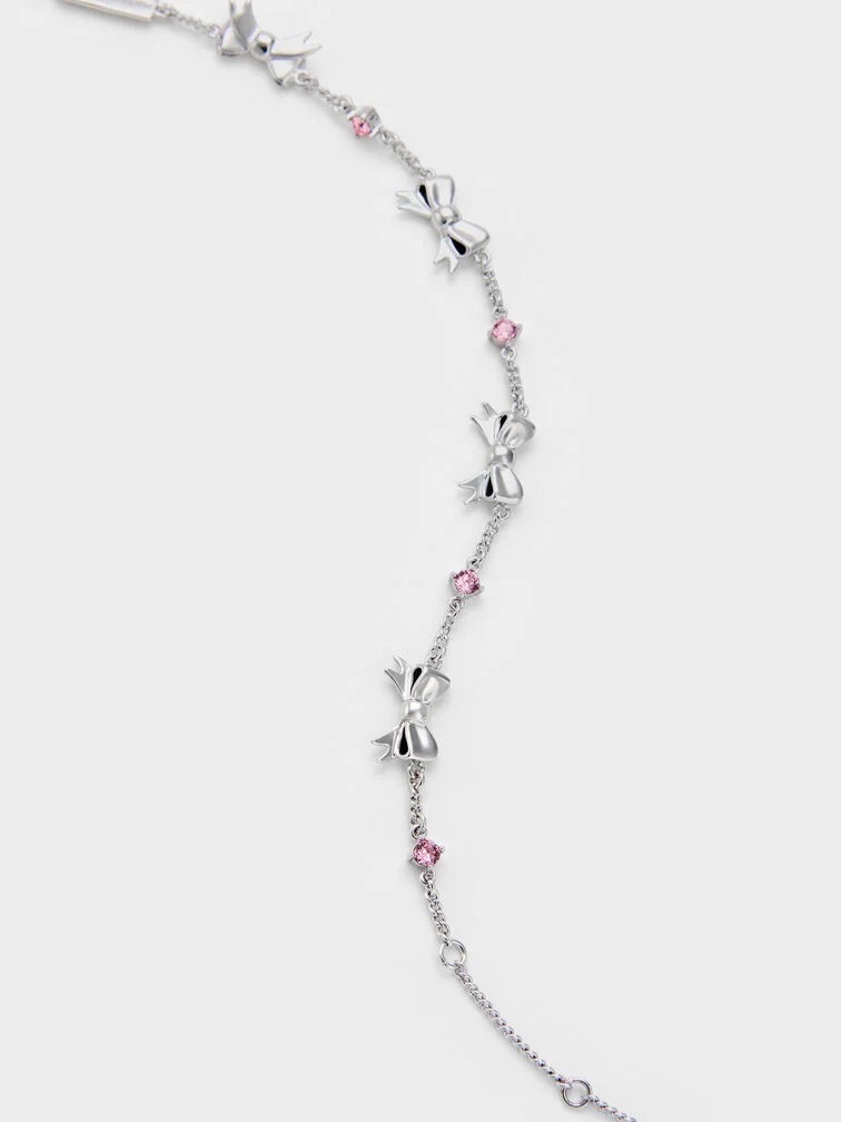 Charles & Keith 小CK Paige 蝴蝶結手鍊 手鏈 粉色 銀色 / 預購