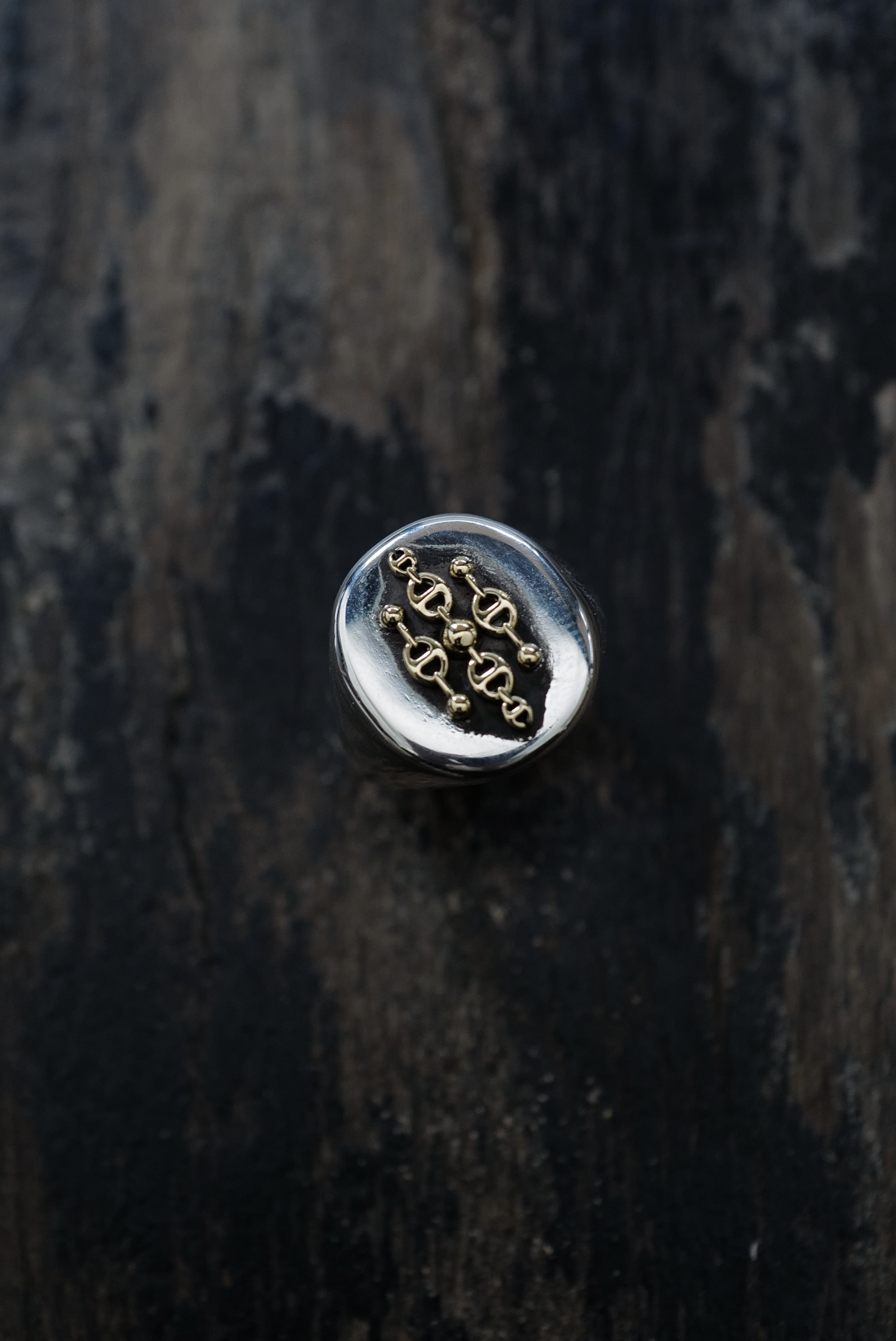 HB184-SSYG Kosmic Signet Ring w/18K Kosmic