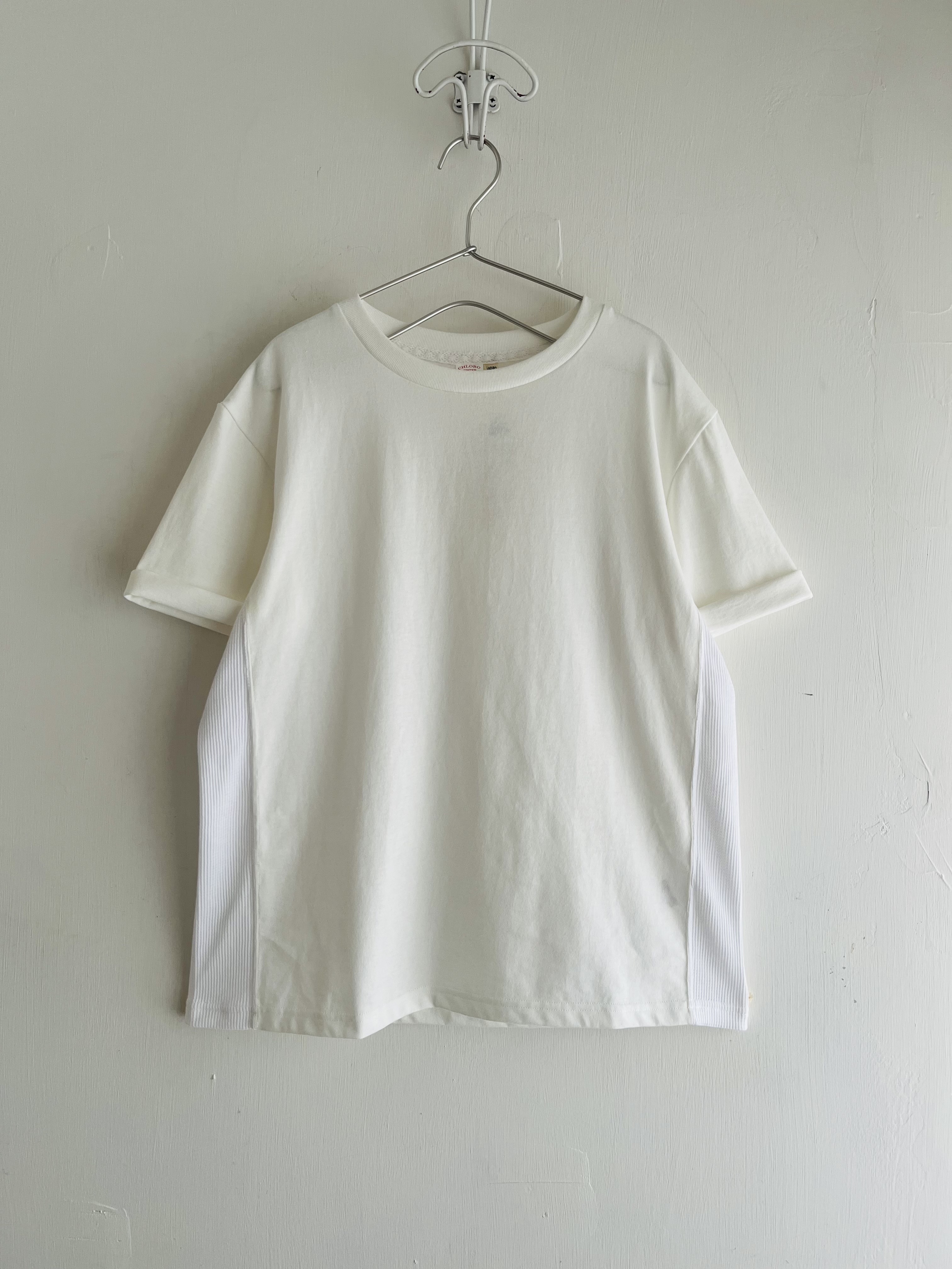 日本製Chloro sister白色拼布圓領top