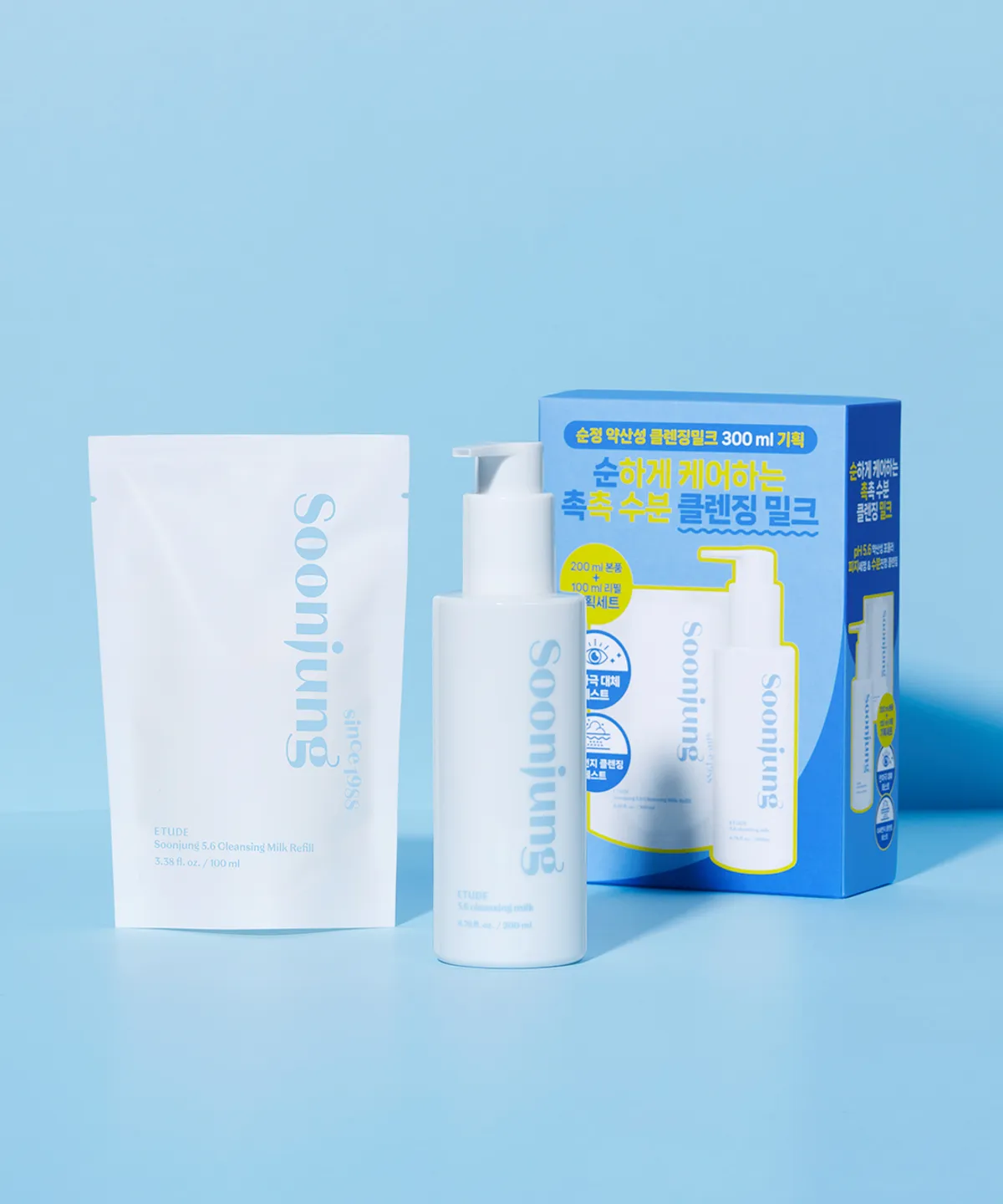 ETUDE Soonjung 舒安弱酸性潔面乳企劃裝 200ml (+補充裝100ml)