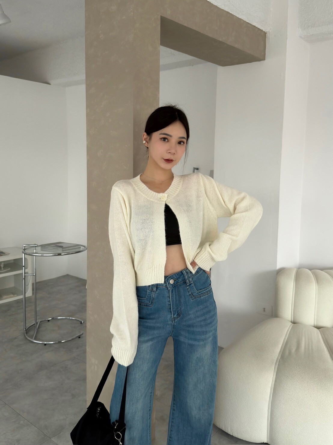 簡約單釦針織外套