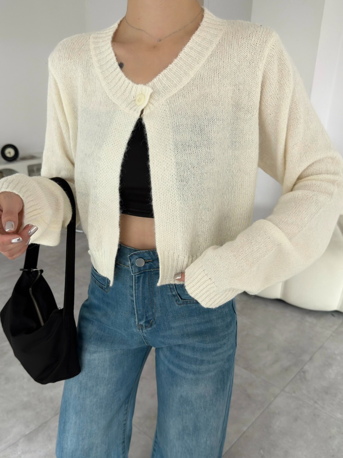 簡約單釦針織外套