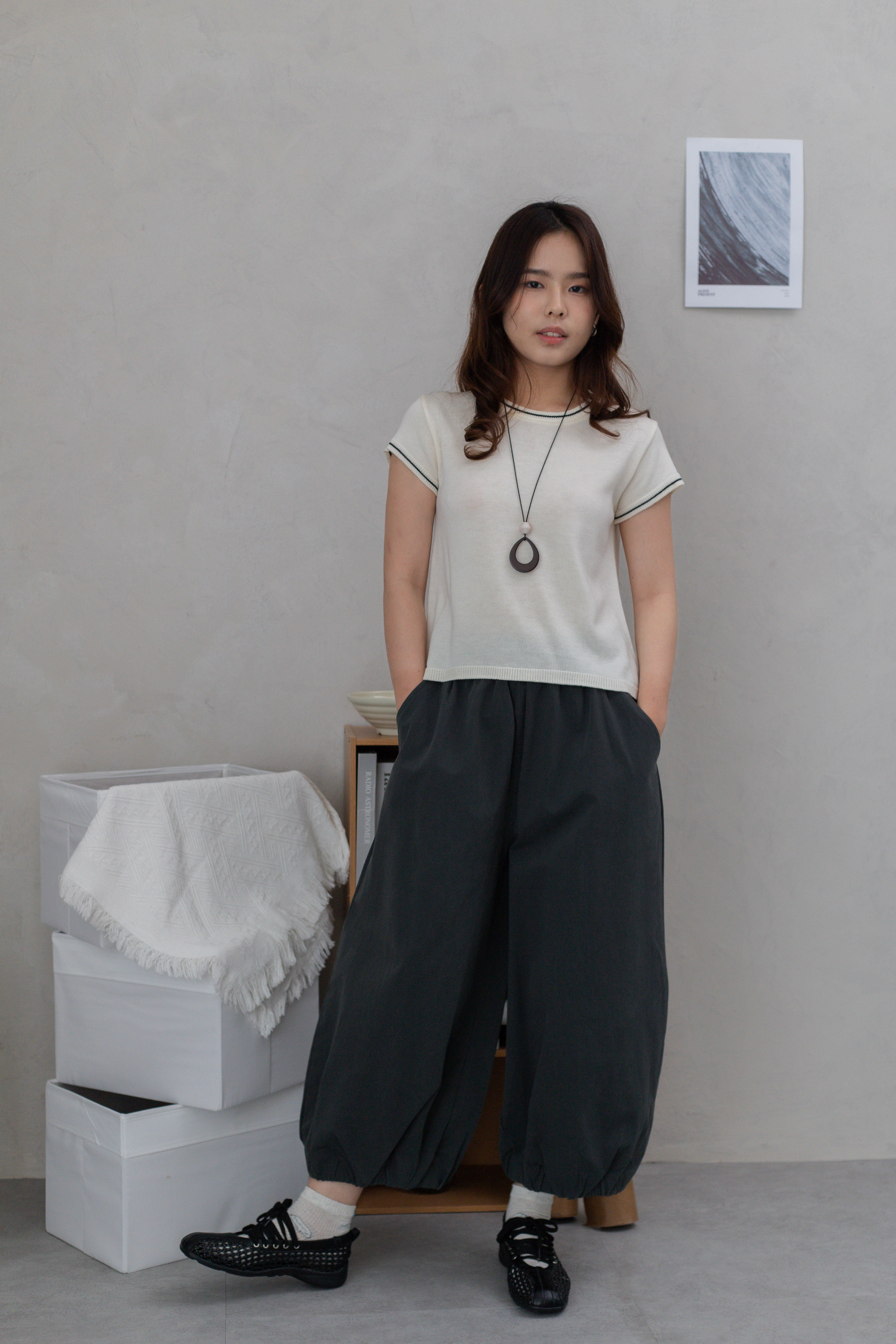 Joane Barrel Leg Pants Grey-2684PLGRY