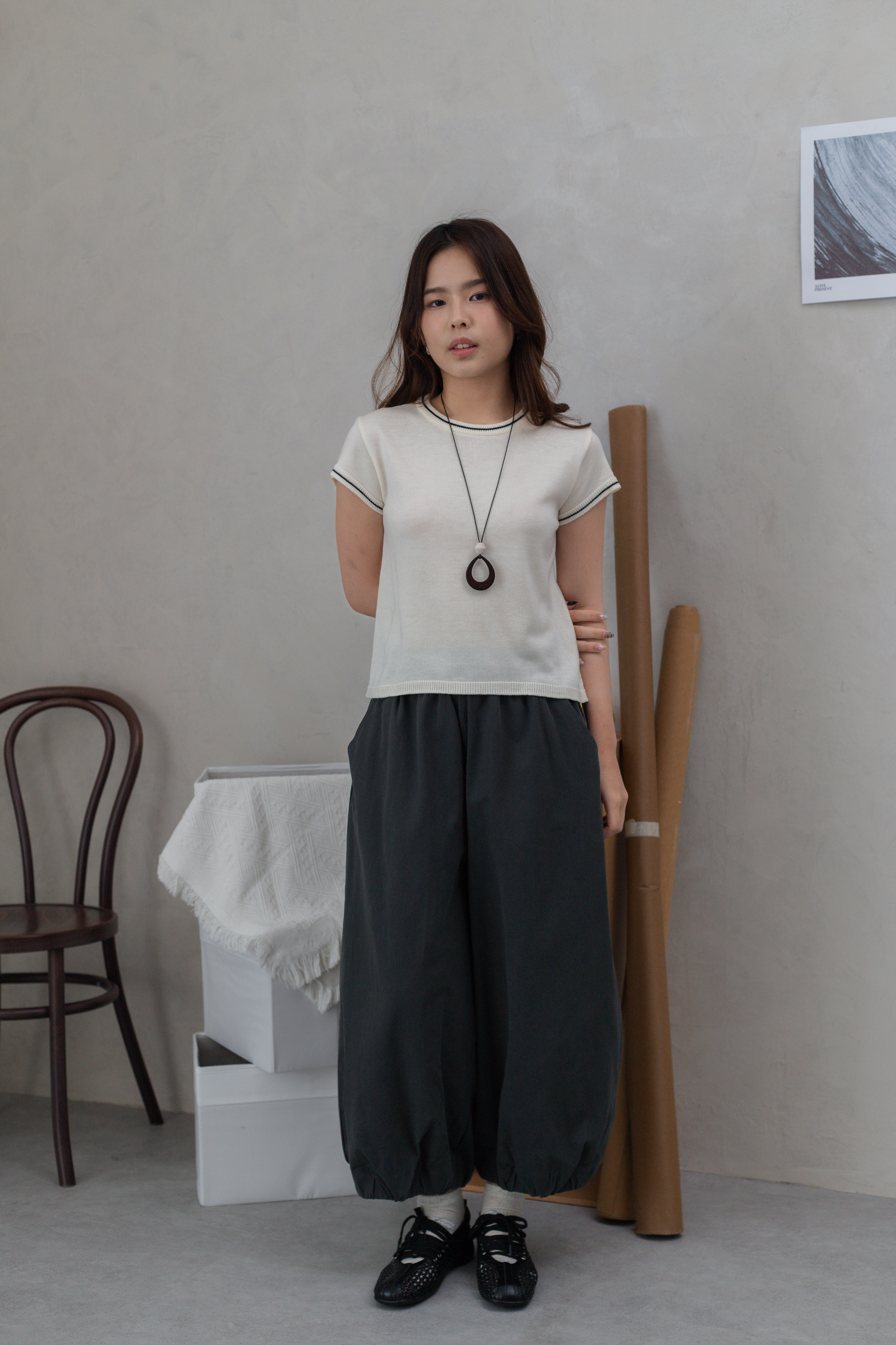 Joane Barrel Leg Pants Grey-2684PLGRY