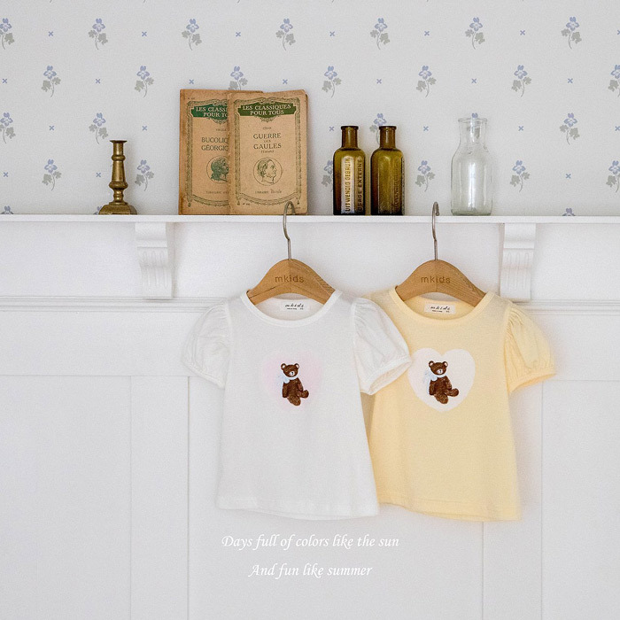 正韓夏mkids 兩色熊熊娃娃袖上衣
