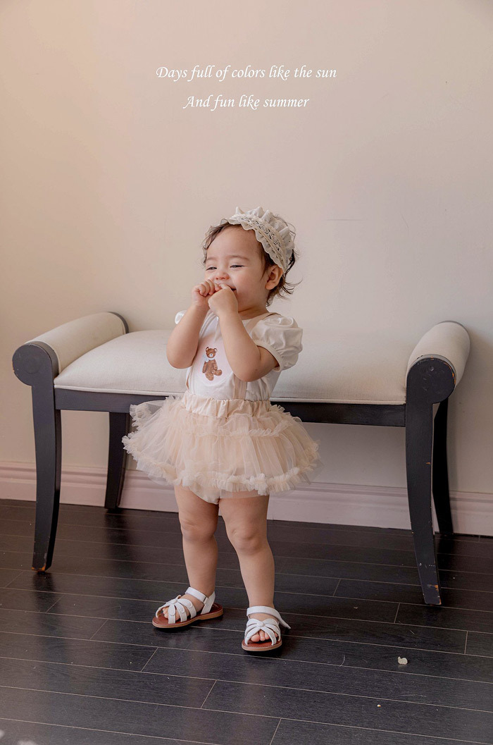 正韓夏mkids 兩色熊熊娃娃袖上衣