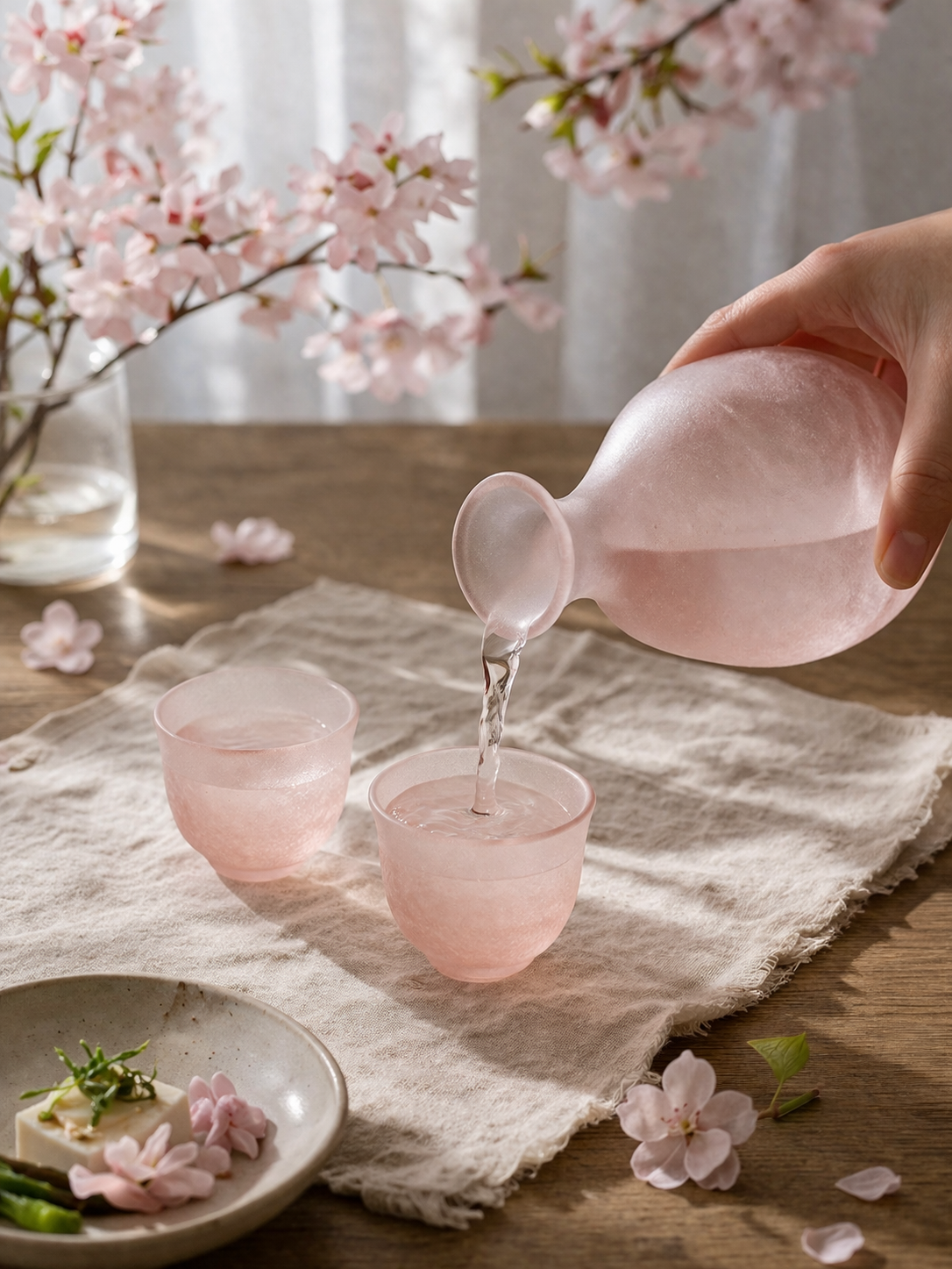 廣田硝子 吹雪系列 酒器套組(粉色/藍色)