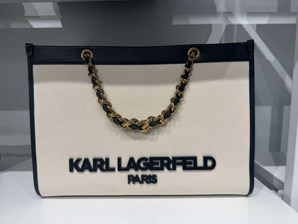 【預購】KARL LAGERFELD PARIS H040927 經典皮鏈帆布 Tote Bag
