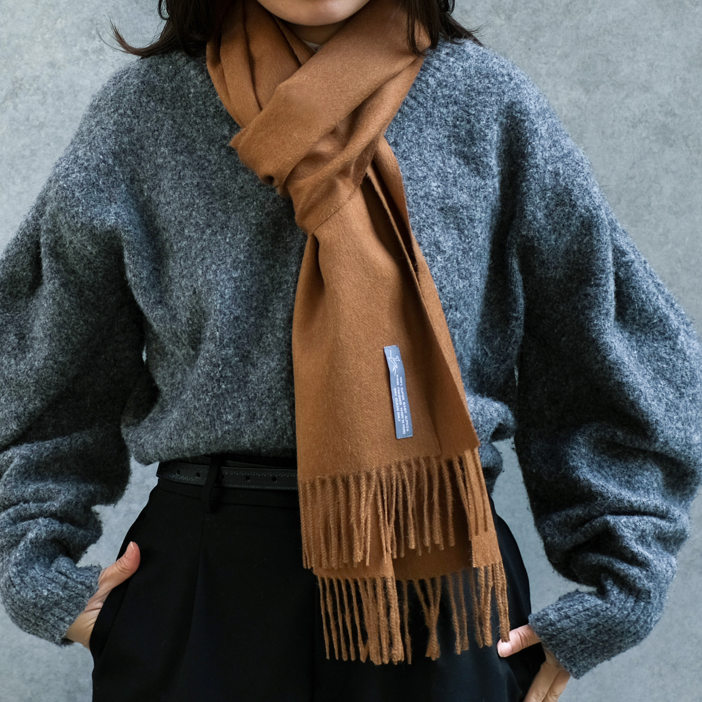 安地斯羊駝圍巾｜進階款－駝色｜秘魯