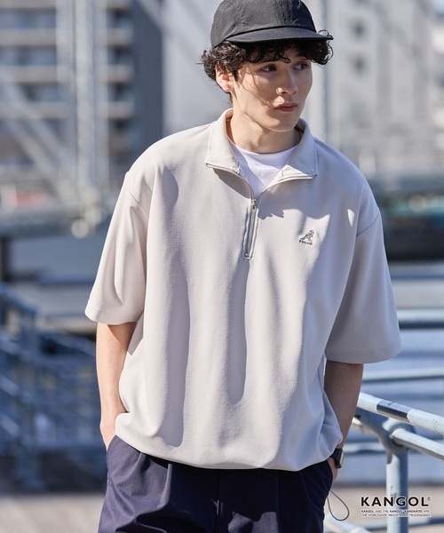KANGOL / Half-Zip Drawstring Short-Sleeve Pullover