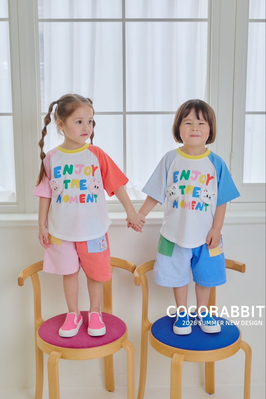 韓國🇰🇷COCORABBIT 彩色印字拼色袖上衣(S-2XL)