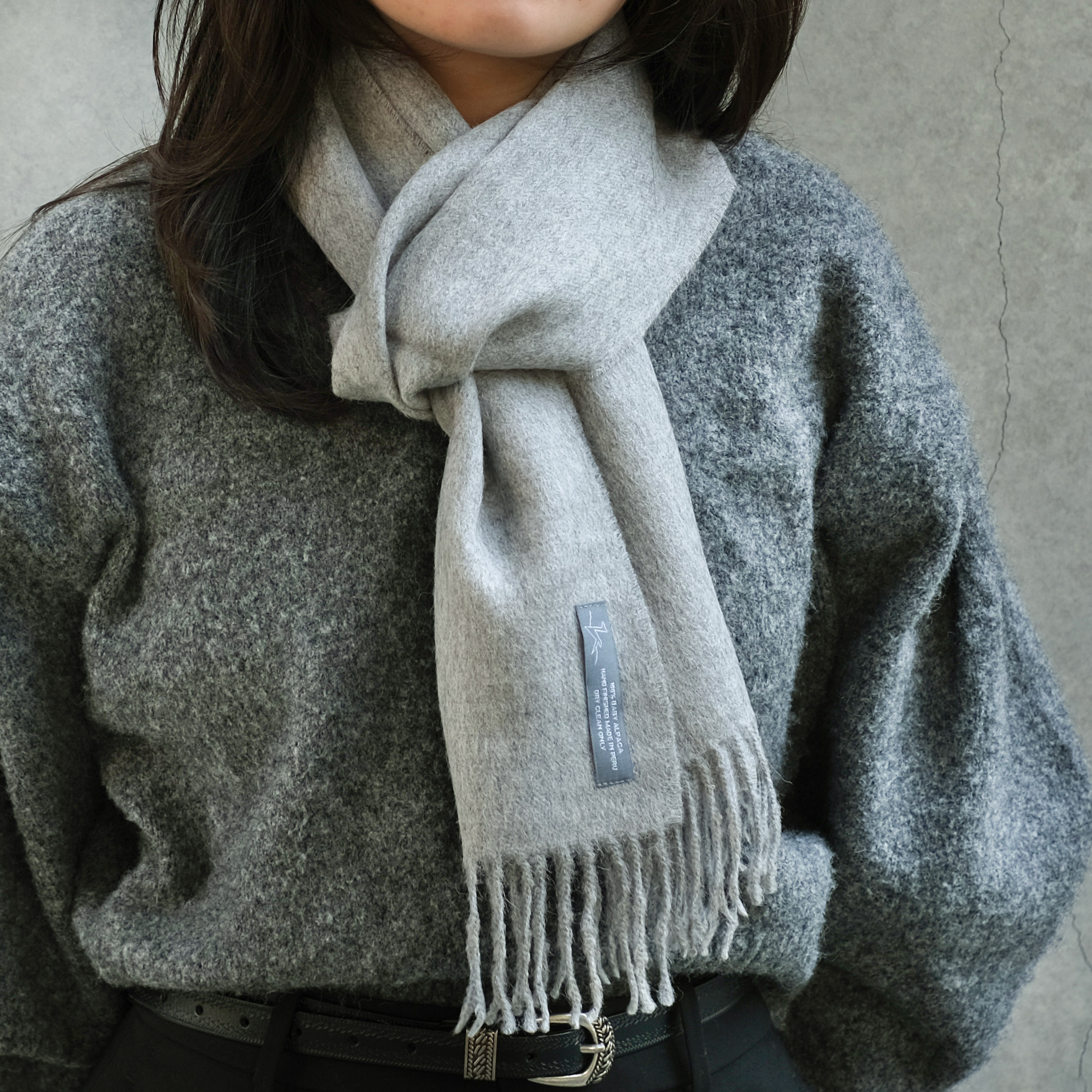 安地斯羊駝圍巾｜銀灰｜秘魯