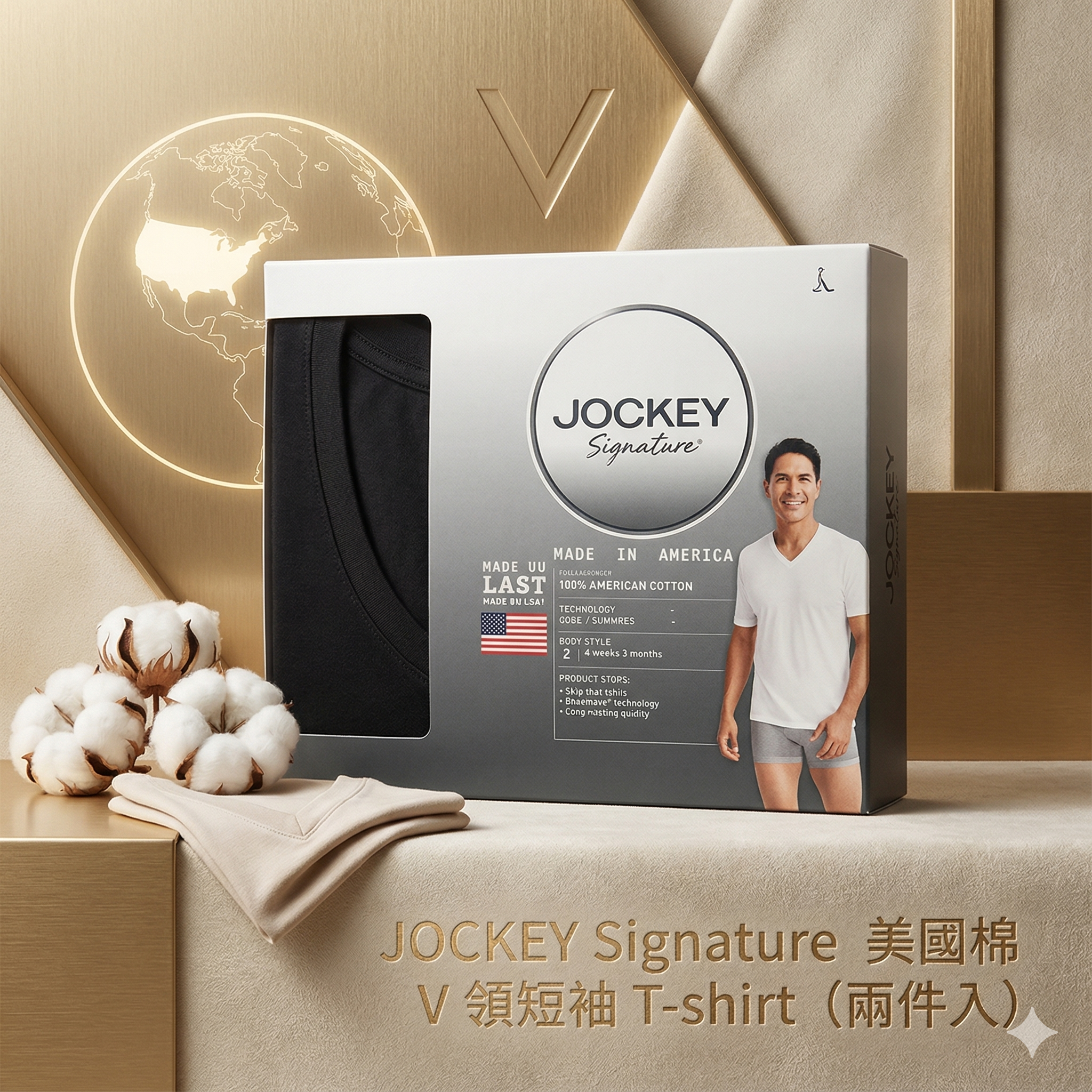 【預購】H0408117 JOCKEY Signature 美國棉 V 領短袖 T-shirt（兩件入）