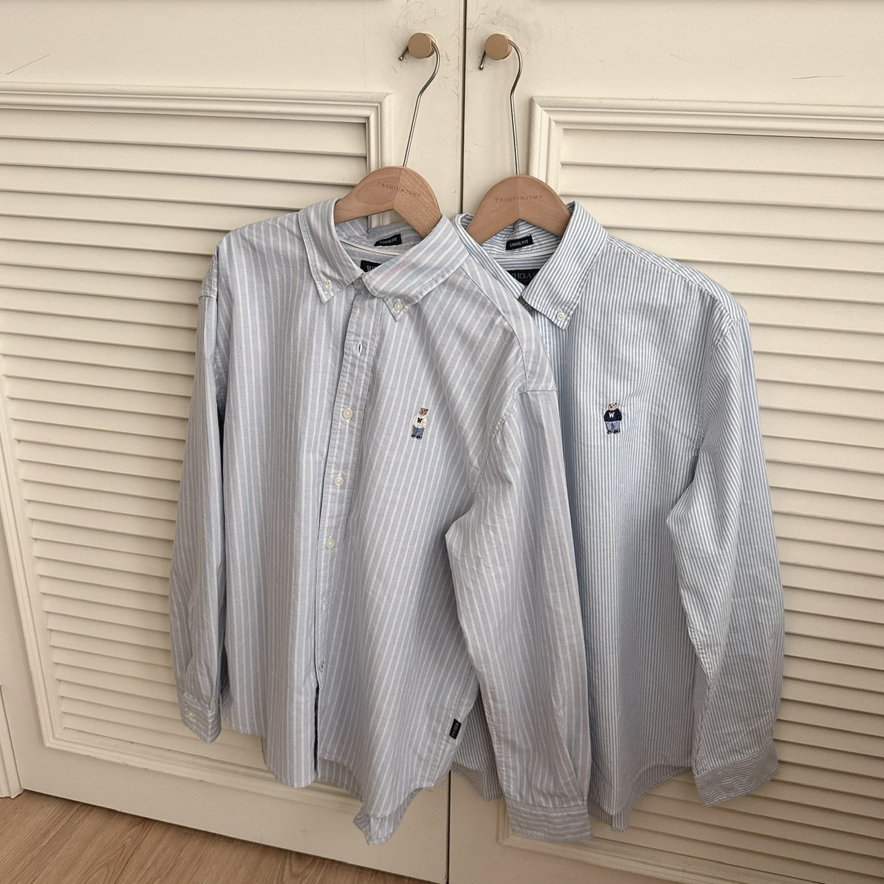 （現貨）韓牌 who a u 刺繡小熊 寬鬆 長袖襯衫 WHYWG2311U