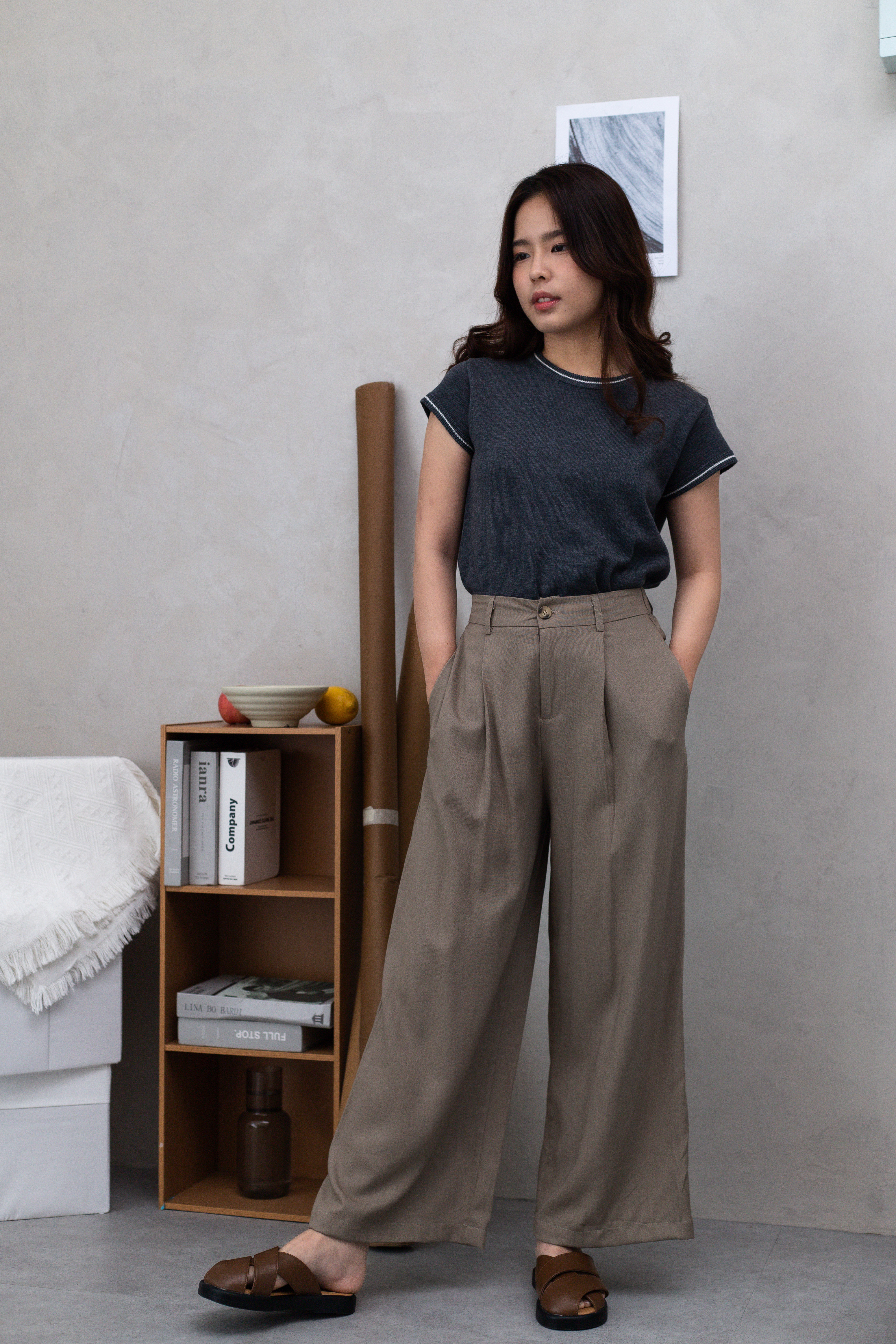 Cecile Linen Straight Leg Pants Khaki - 2673PKHA
