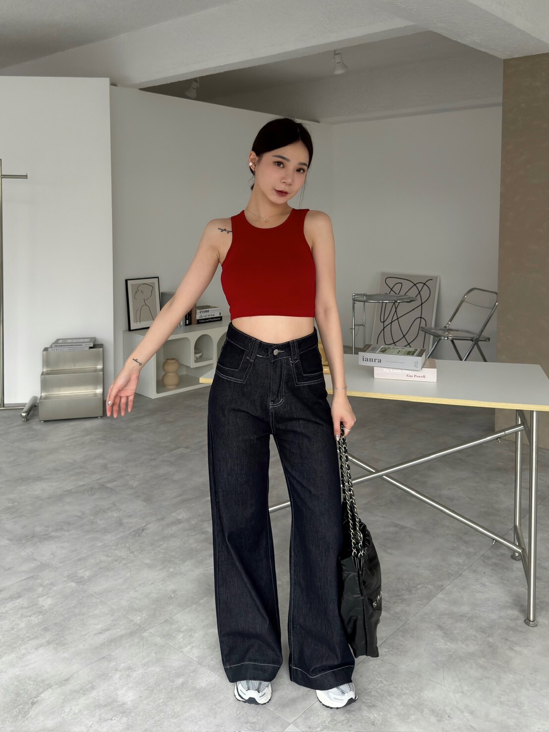 -3kg顯瘦高腰長腿牛仔褲