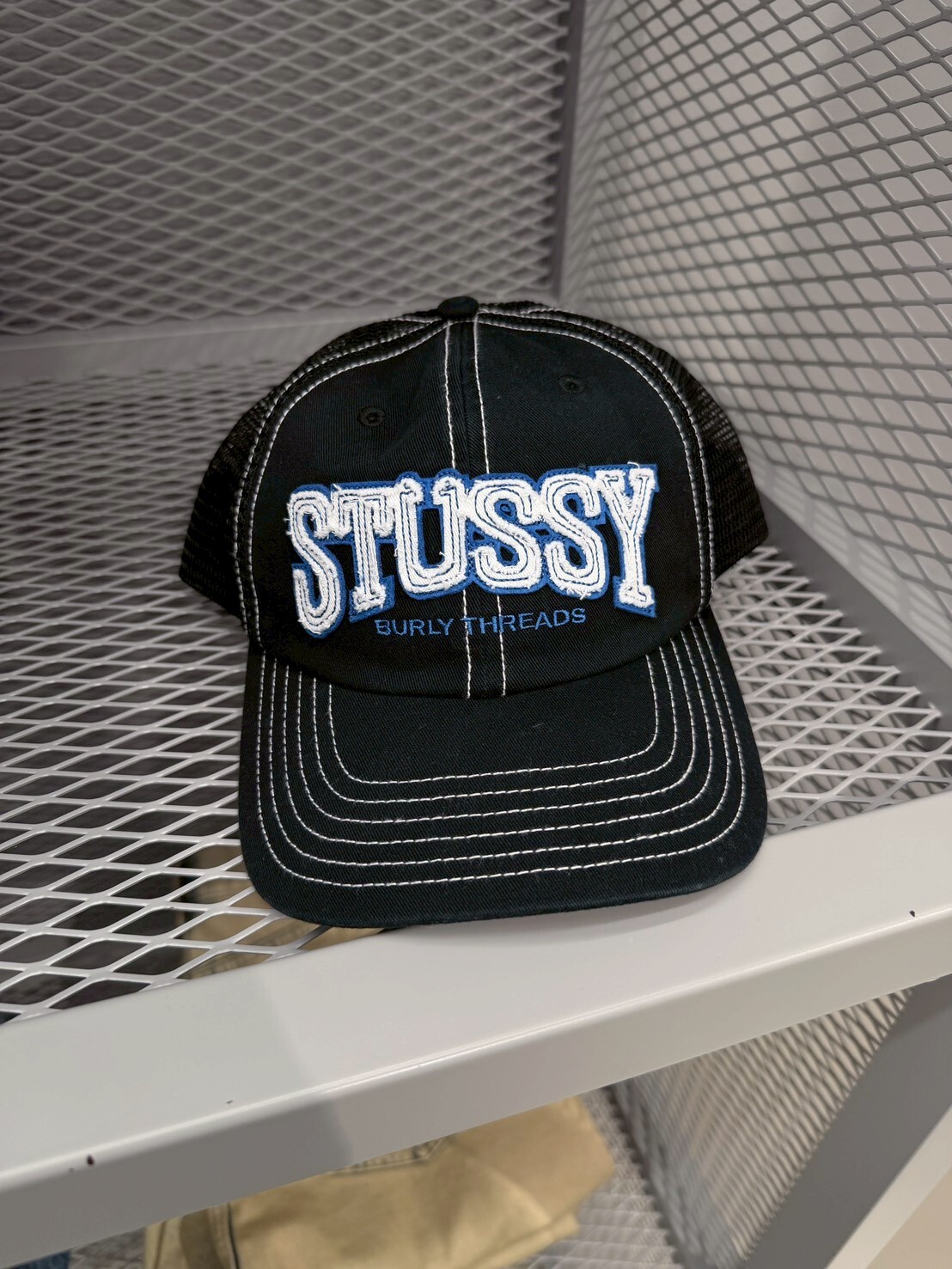STUSSY 貼布字體Logo黑藍網帽 卡車帽