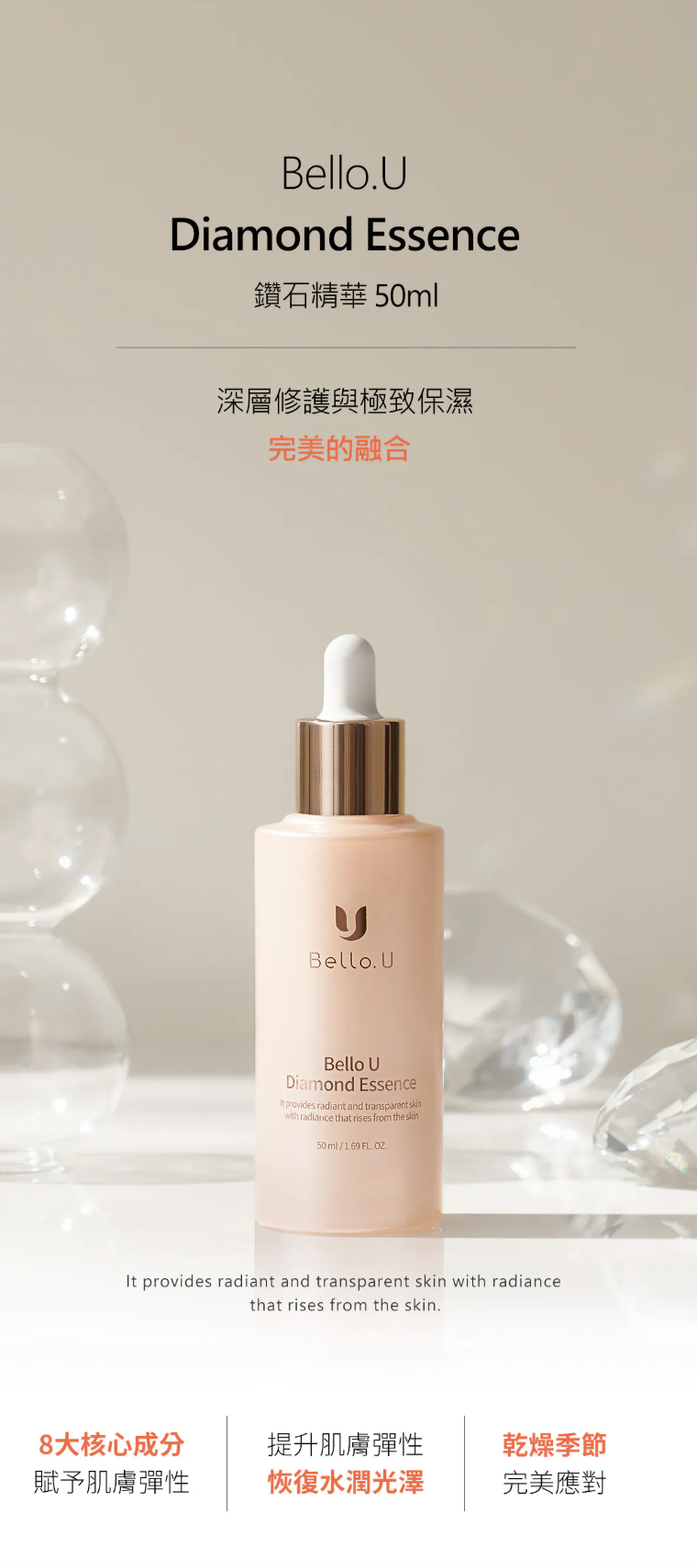 【直播】bello.U LX040911 水光修復鑽石精華 50ml（買一送一）
