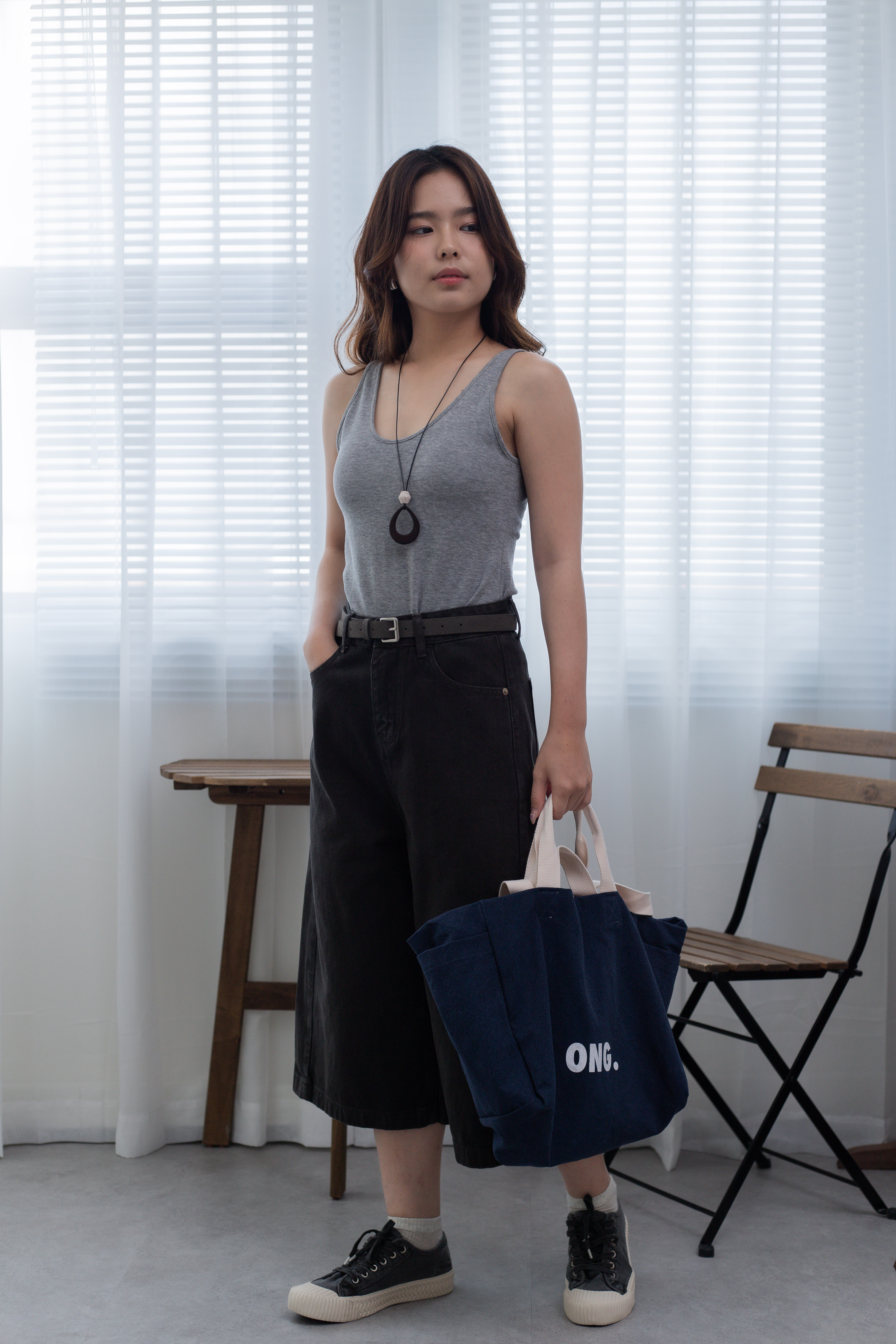 Georgia Denim Wide Leg Culottes Black -2671PLBLK