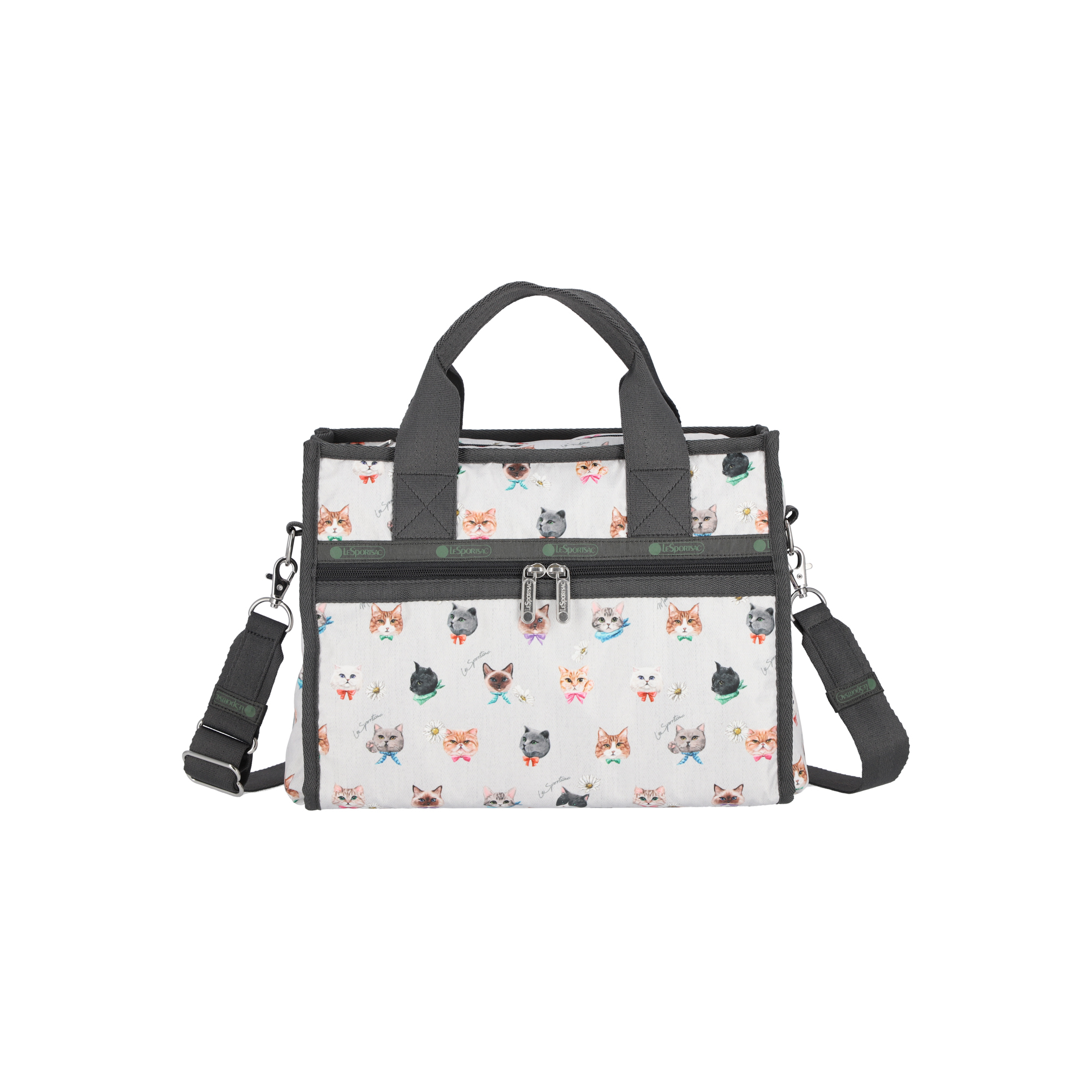 寬底斜背手提兩用包 (PLAYFUL CATS COOL GRAY)