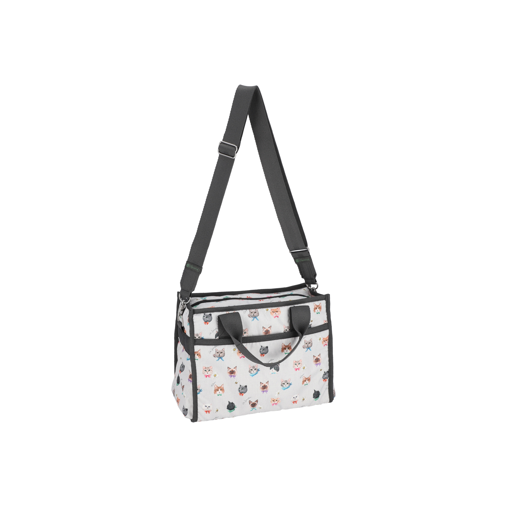 寬底斜背手提兩用包 (PLAYFUL CATS COOL GRAY)