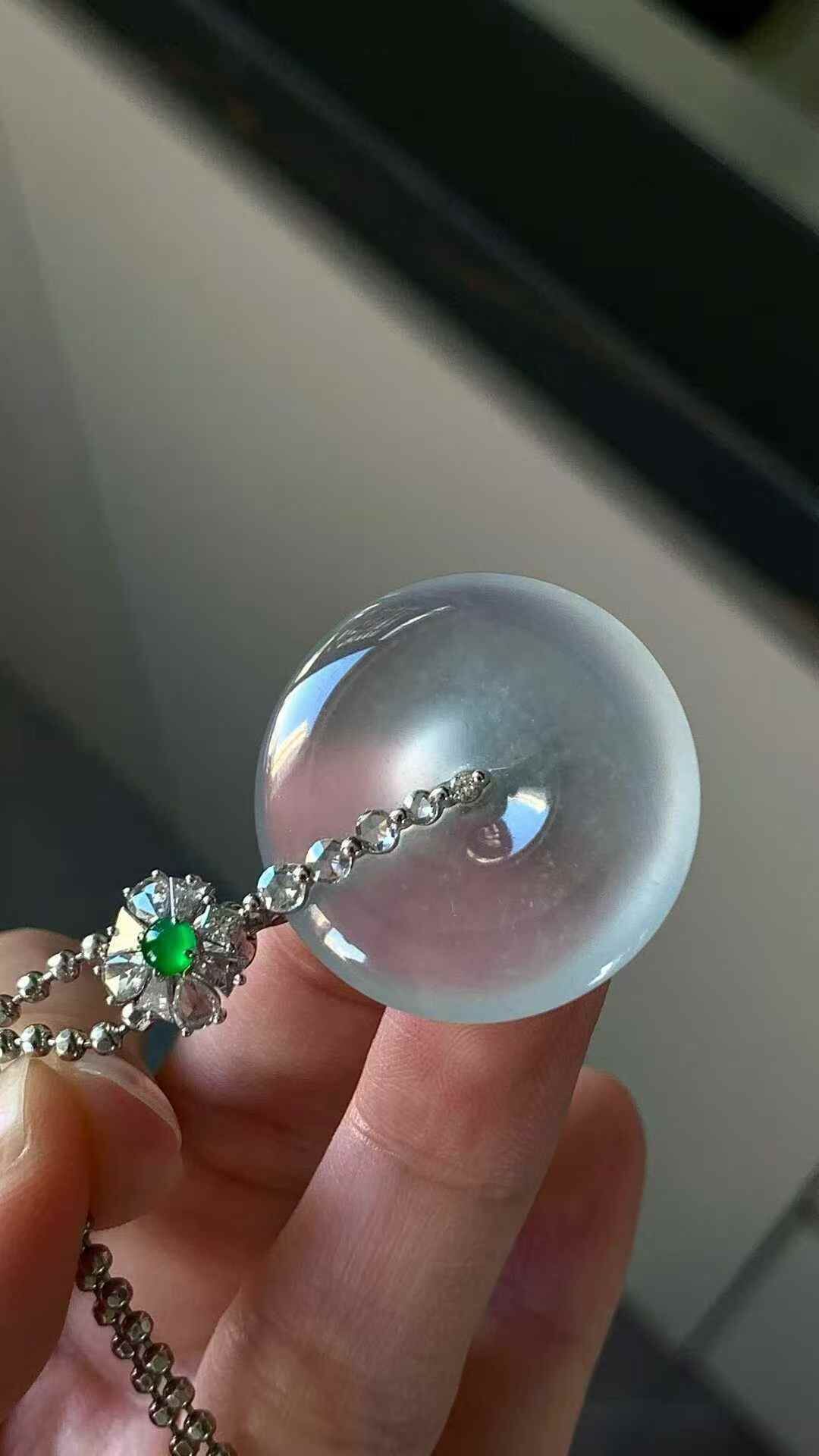 翡翠平安扣吊墜 (27.2mm直徑),天然翡翠A玉, 緬甸玉, Jade, Jadeite