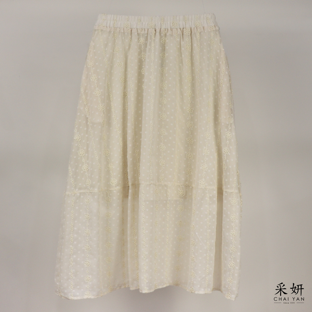 花朵刺繡中長裙