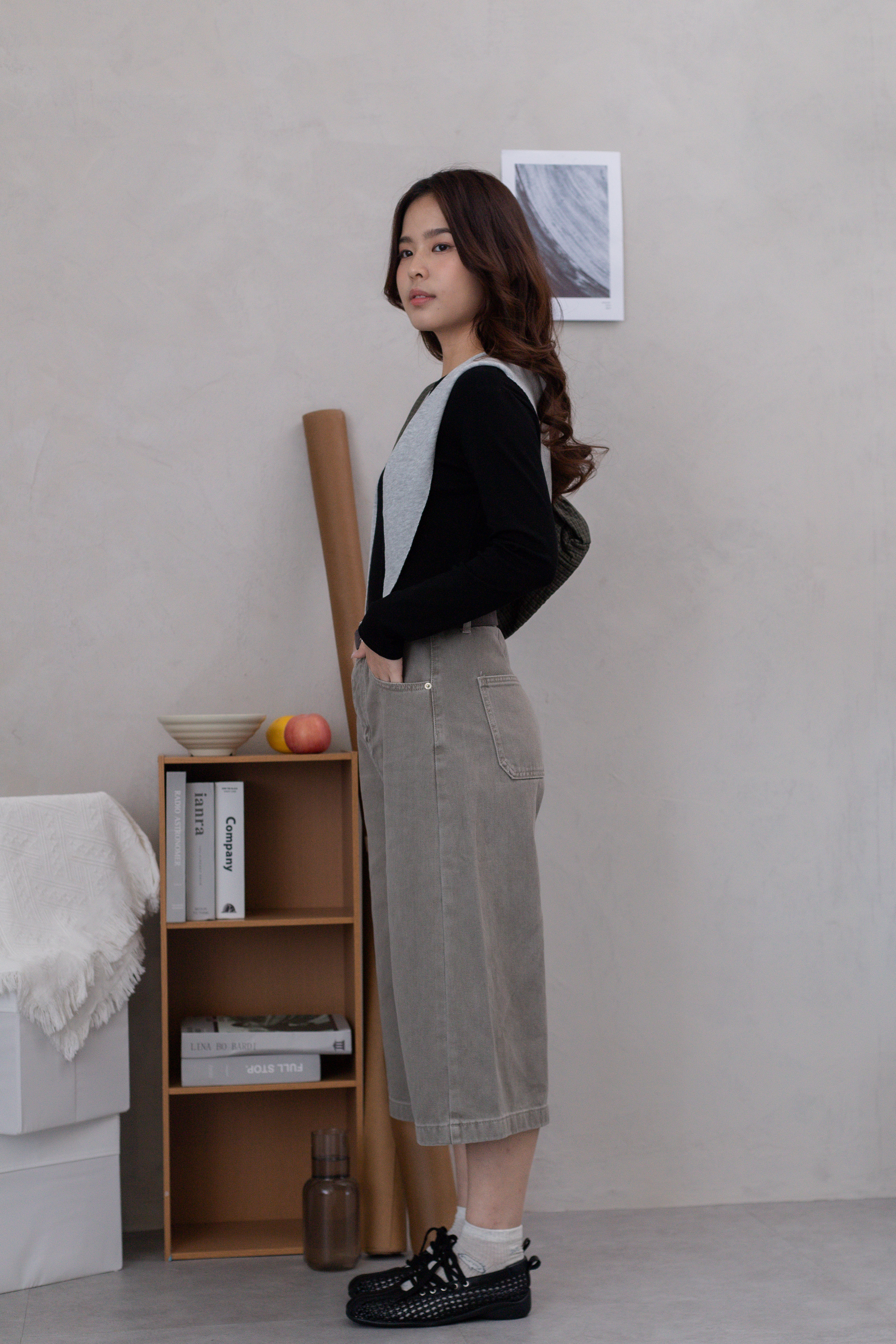 Georgia Denim Wide Leg Culottes Grey -2671PLGRY