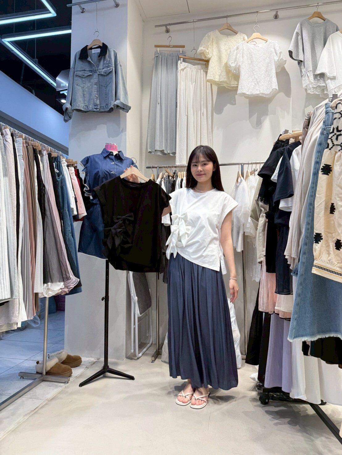 HP6005 可愛蝴蝶結摺袖上衣