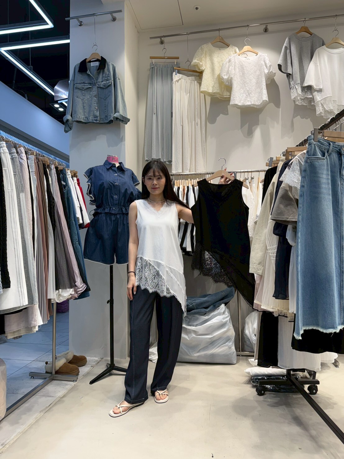 HP6028 優雅斜下擺層次感背心