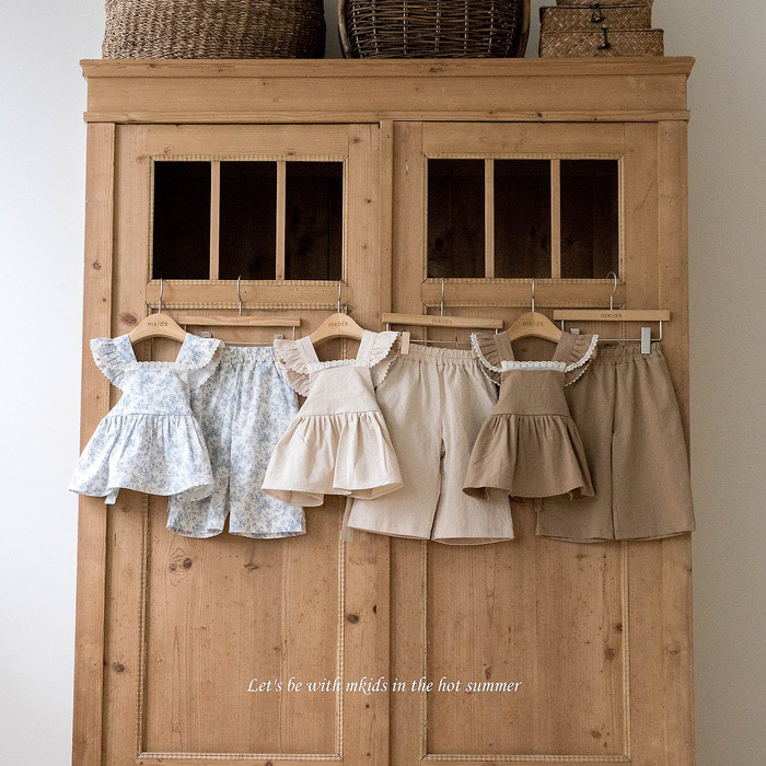 正韓夏mkids 三色米白滾邊套裝