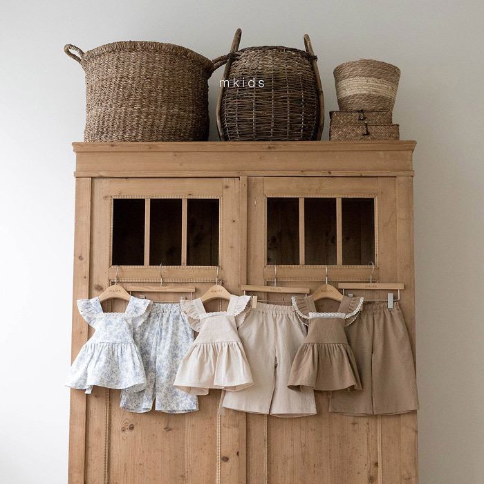 正韓夏mkids 三色米白滾邊套裝