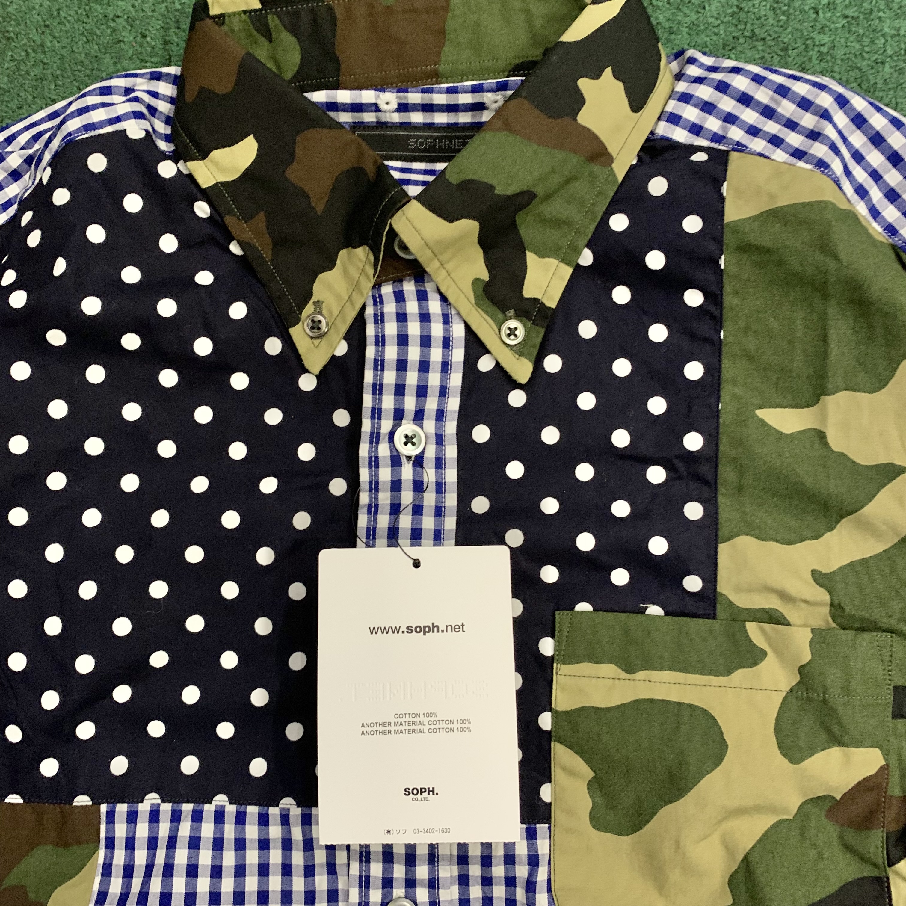 LAST SALE: SOPHNET DOT CHECK CAMO MIXED SHIRT L/S - SIZE M N STOCK NOW (現貨發售中)
