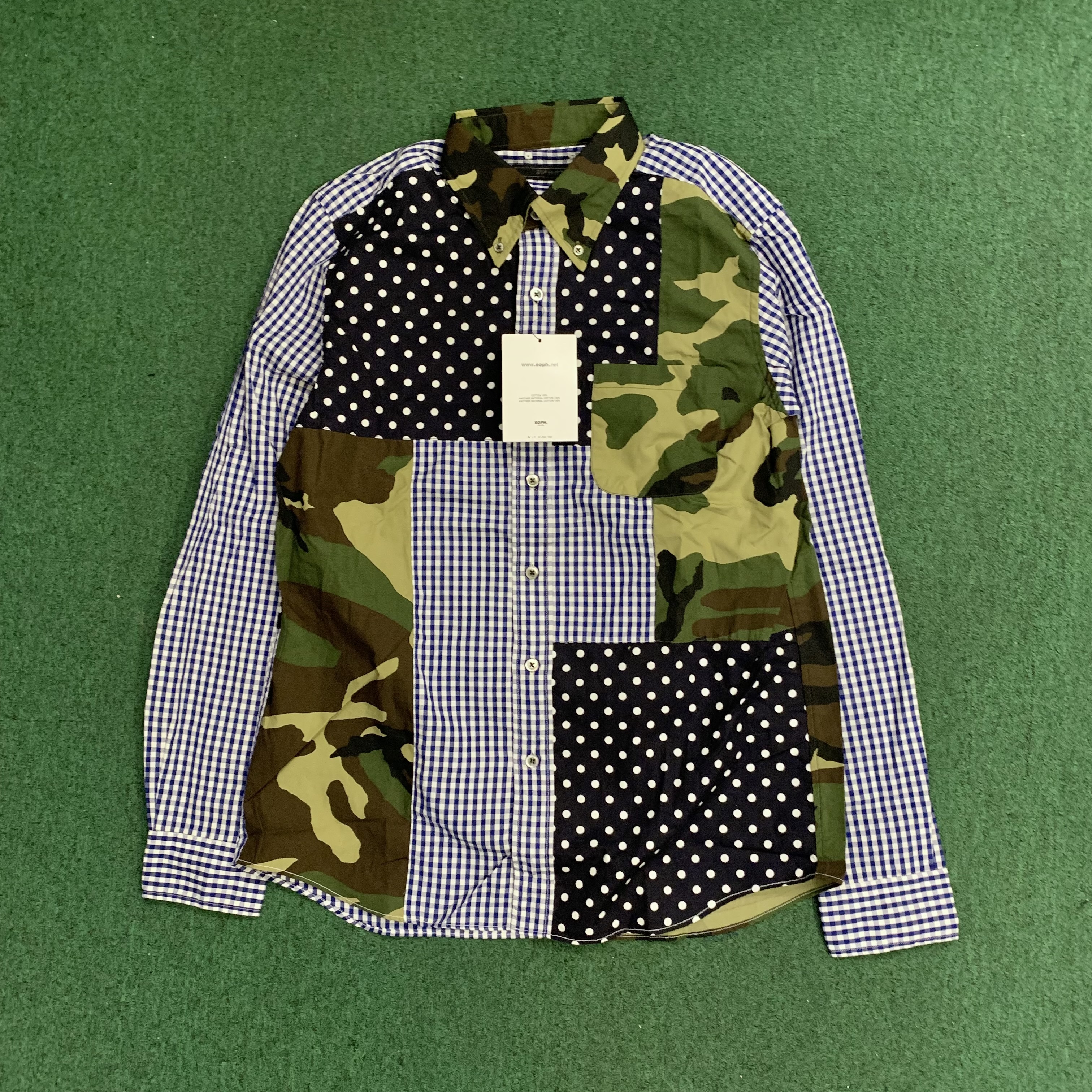 LAST SALE: SOPHNET DOT CHECK CAMO MIXED SHIRT L/S - SIZE M N STOCK NOW (現貨發售中)