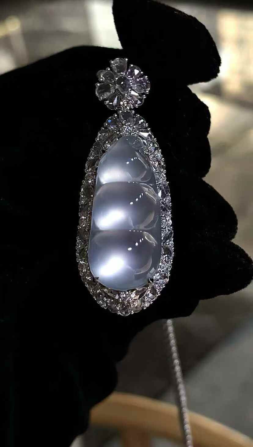 翡翠福豆吊墜,天然翡翠A玉, 緬甸玉, Jade, Jadeite