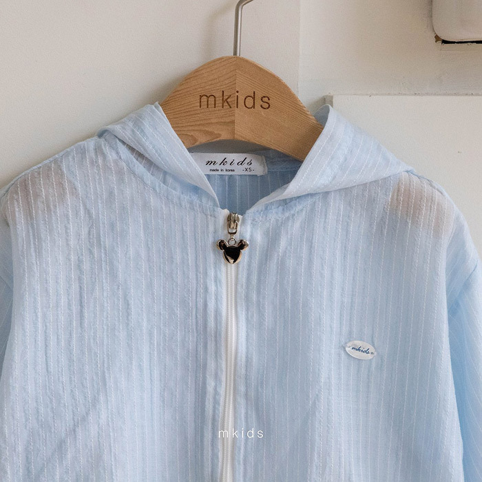 正韓夏mkids 兩色細直條連帽防曬外套/冷氣房外套
