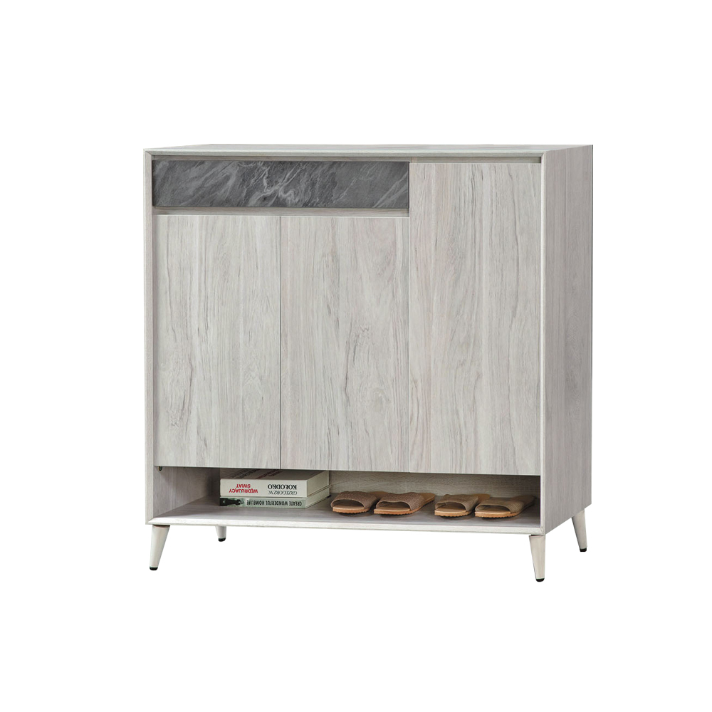 柏蒂家居-凱薩4尺三門一抽下開放式收納鞋櫃