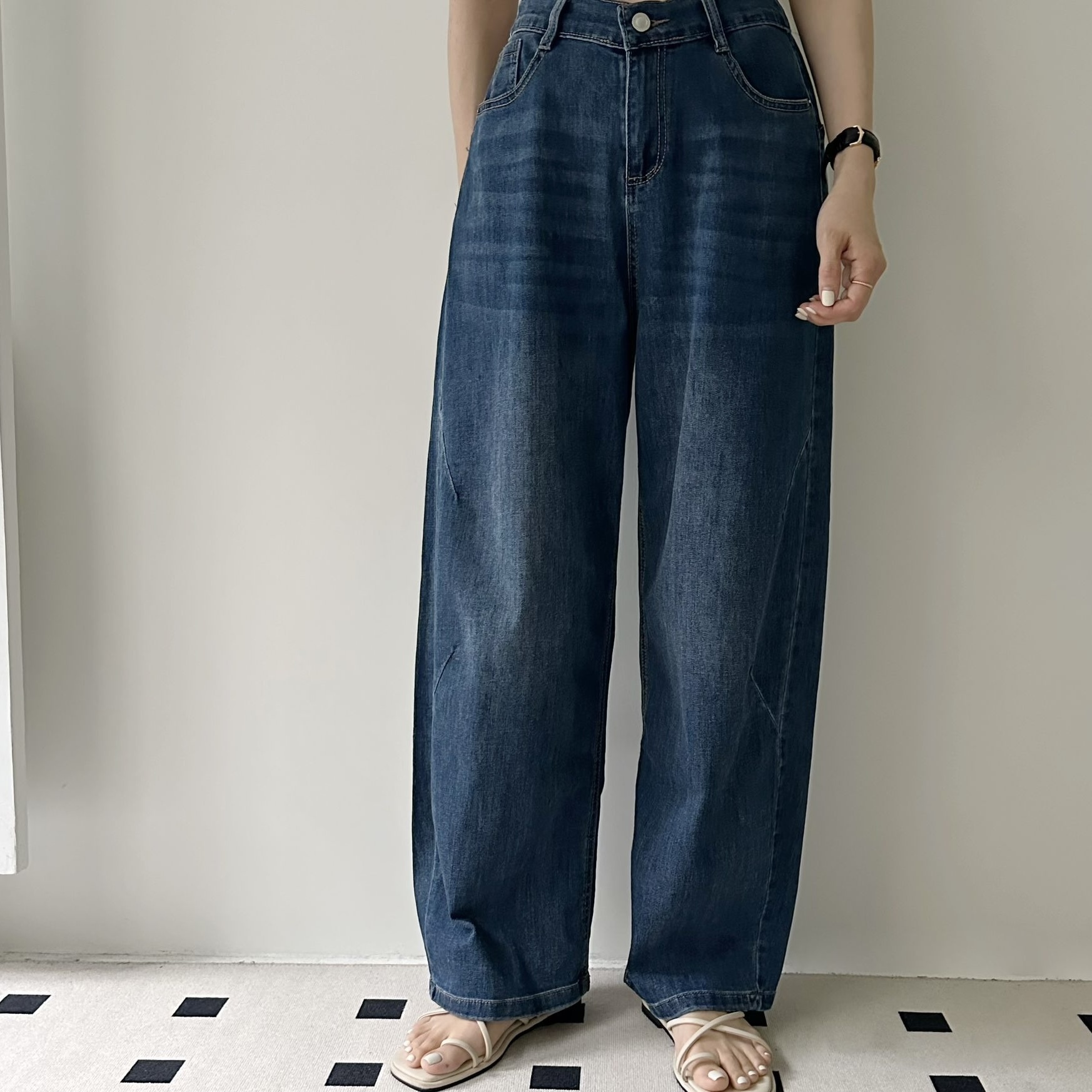 【BONNIE】💚後橡筋腰柔軟牛仔闊褲 (E5-E6)