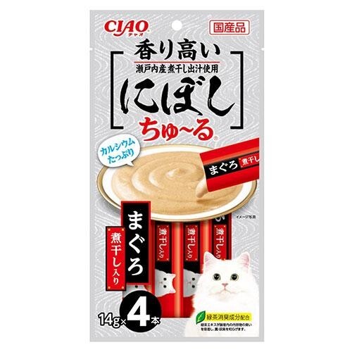 CIAO 貓小食 唧唧醬．吞拿魚+乾沙丁魚味14g x 4支