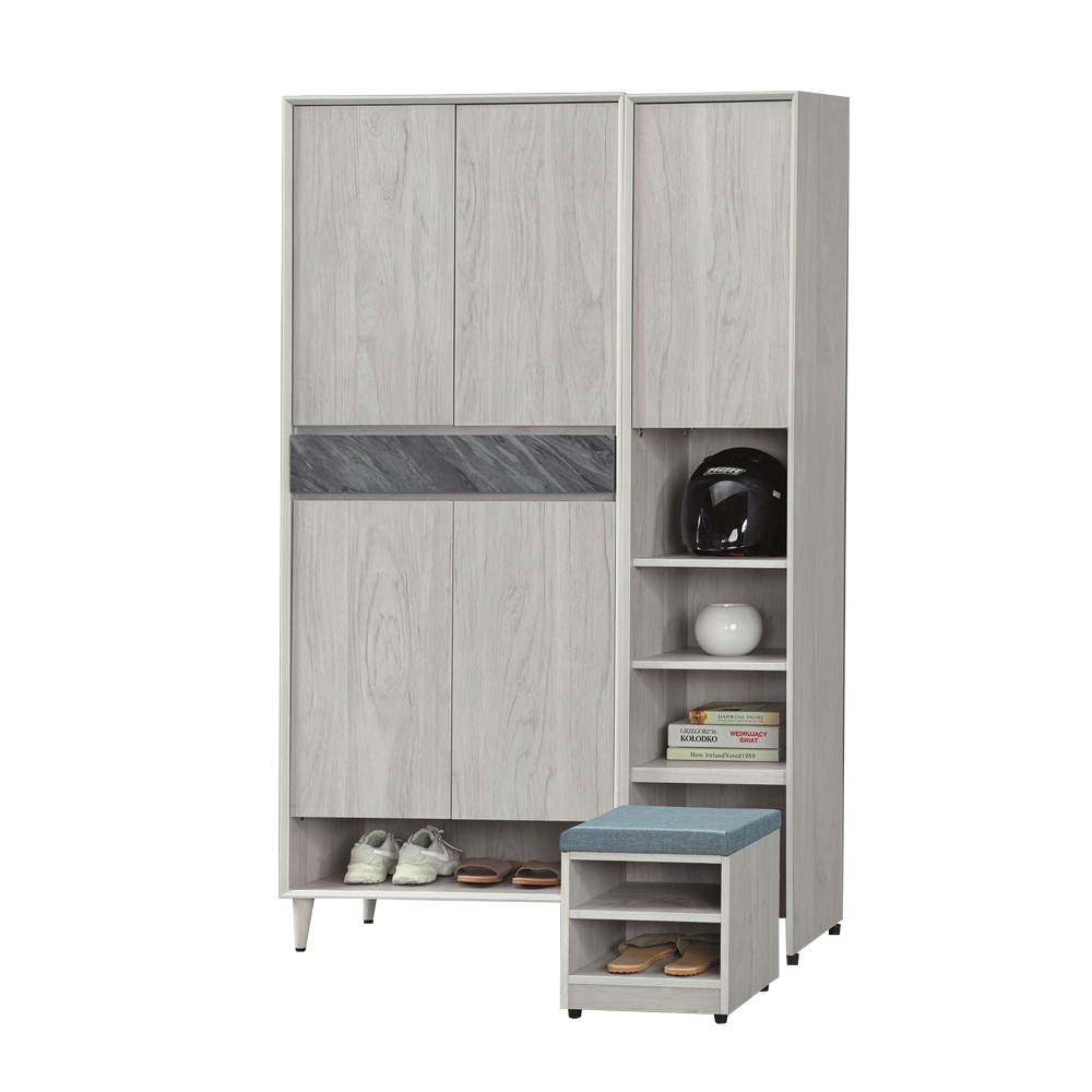 柏蒂家居-凱薩4尺高鞋櫃組合(2.7尺四門一抽高鞋櫃+1.3尺一門玄關櫃/門邊櫃/坐鞋櫃/穿鞋椅)
